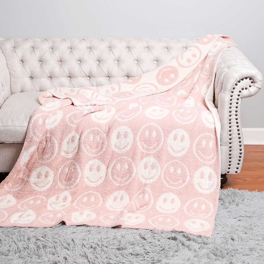 Pink Smile Pattern Reversible Blanket