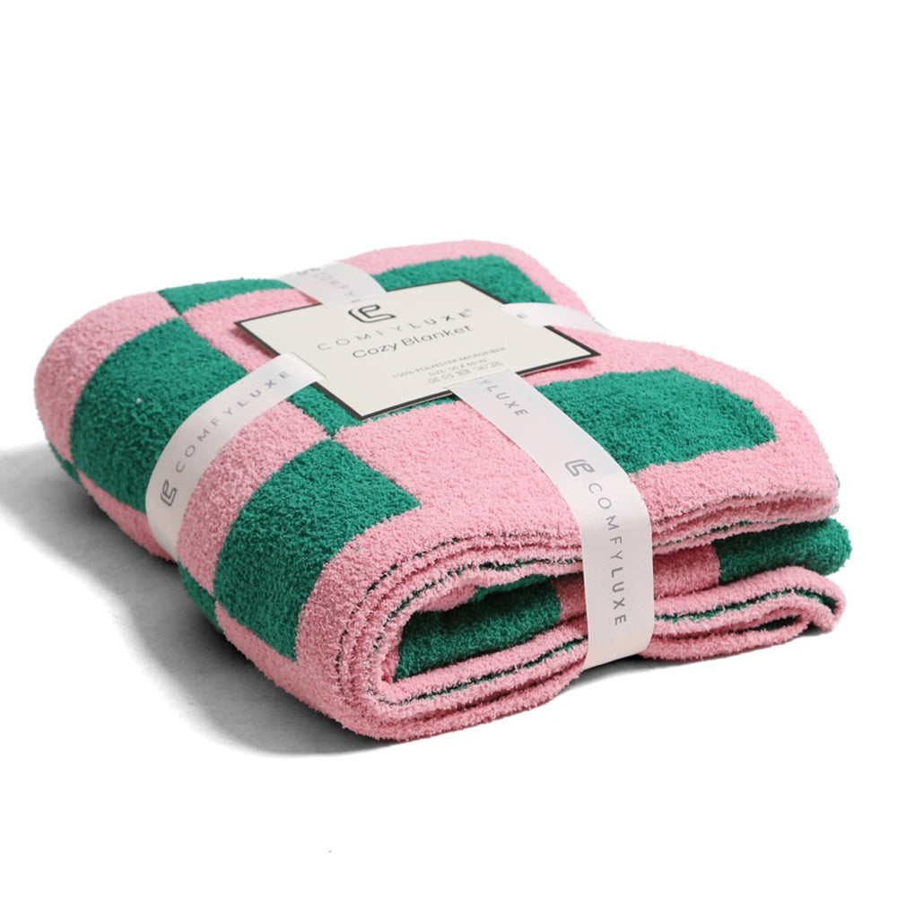 Pink & Green Checkered Reversible Blanket