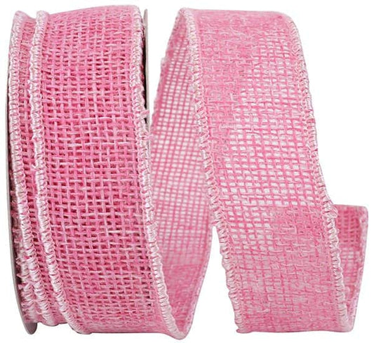 10 yards, pink burlap ribbon, wired ribbon