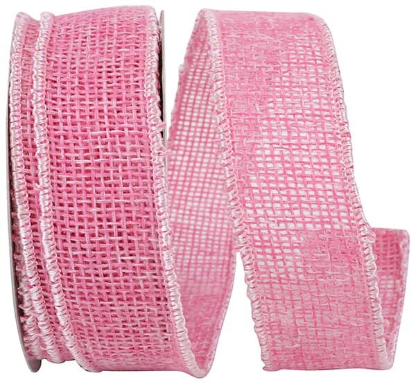 10 yards, pink burlap ribbon