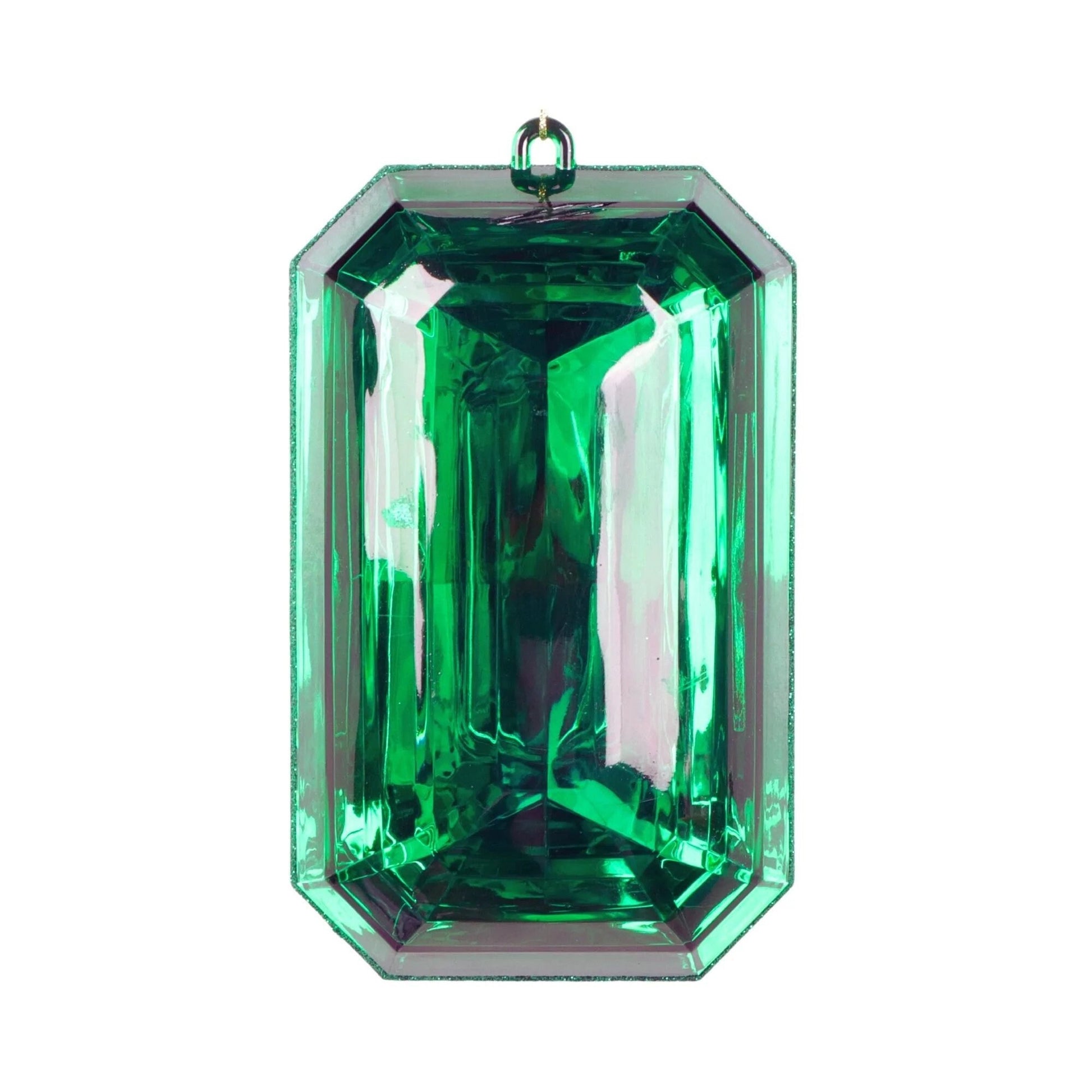 Green Emerald Cut Jewel Ornaments, Farrisilk Jewel Ornament, Green Emerald Jewel Ornament, Christmas Tree Ornaments