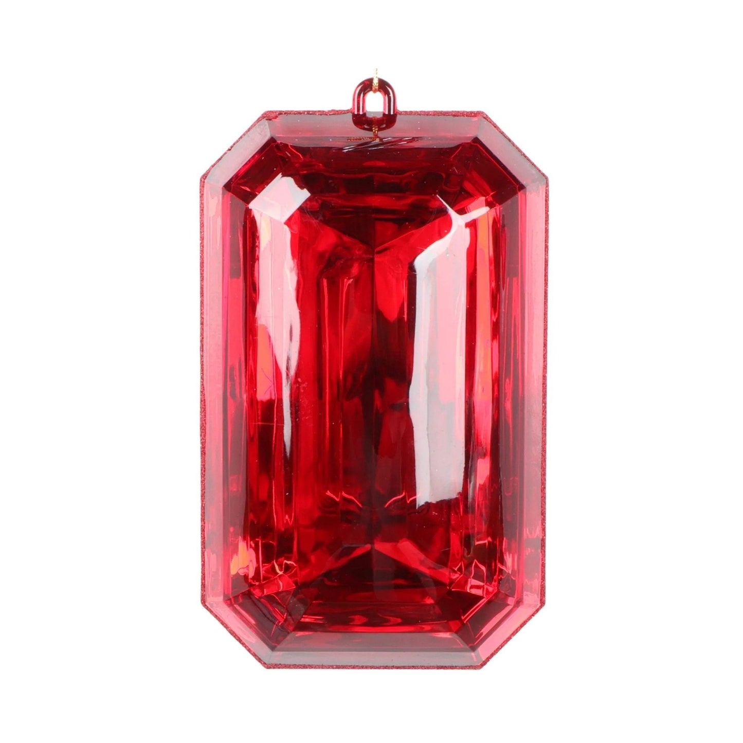 Red Emerald Cut Jewel Ornaments, 8" Jewel, Farrisilk Jewel Ornament