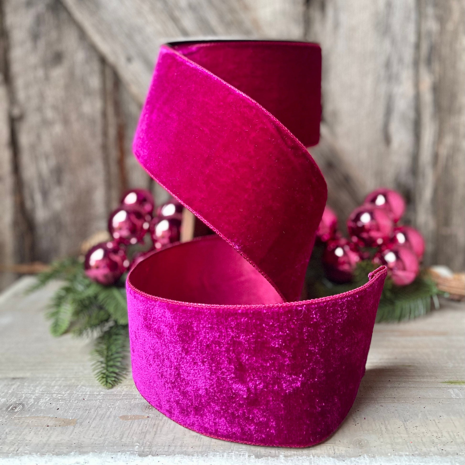 4" Hot Pink Velvet, Velvet Luster