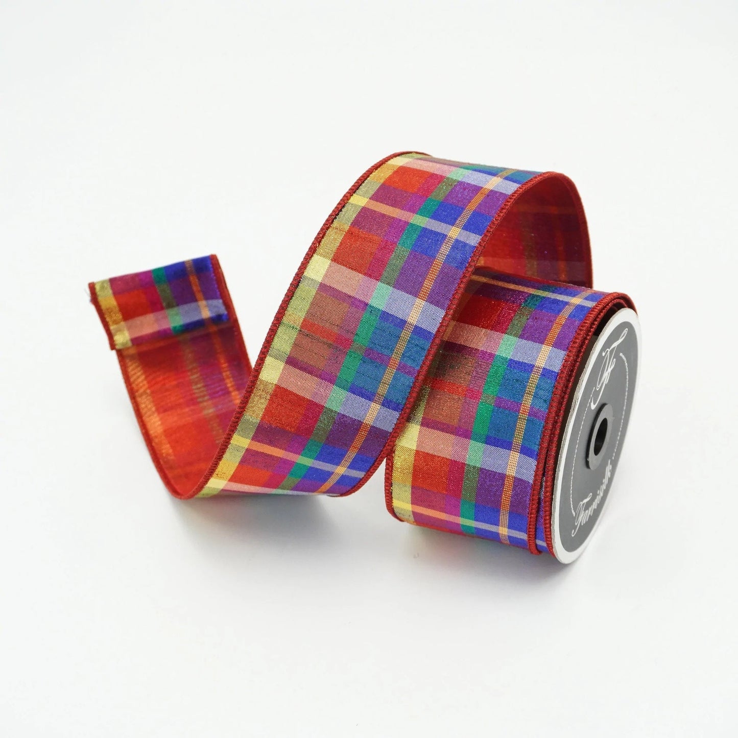 2.5" Christmas Candy Plaid Ribbon, Farrisilk Ribbon, Christmas Tree Ribbon