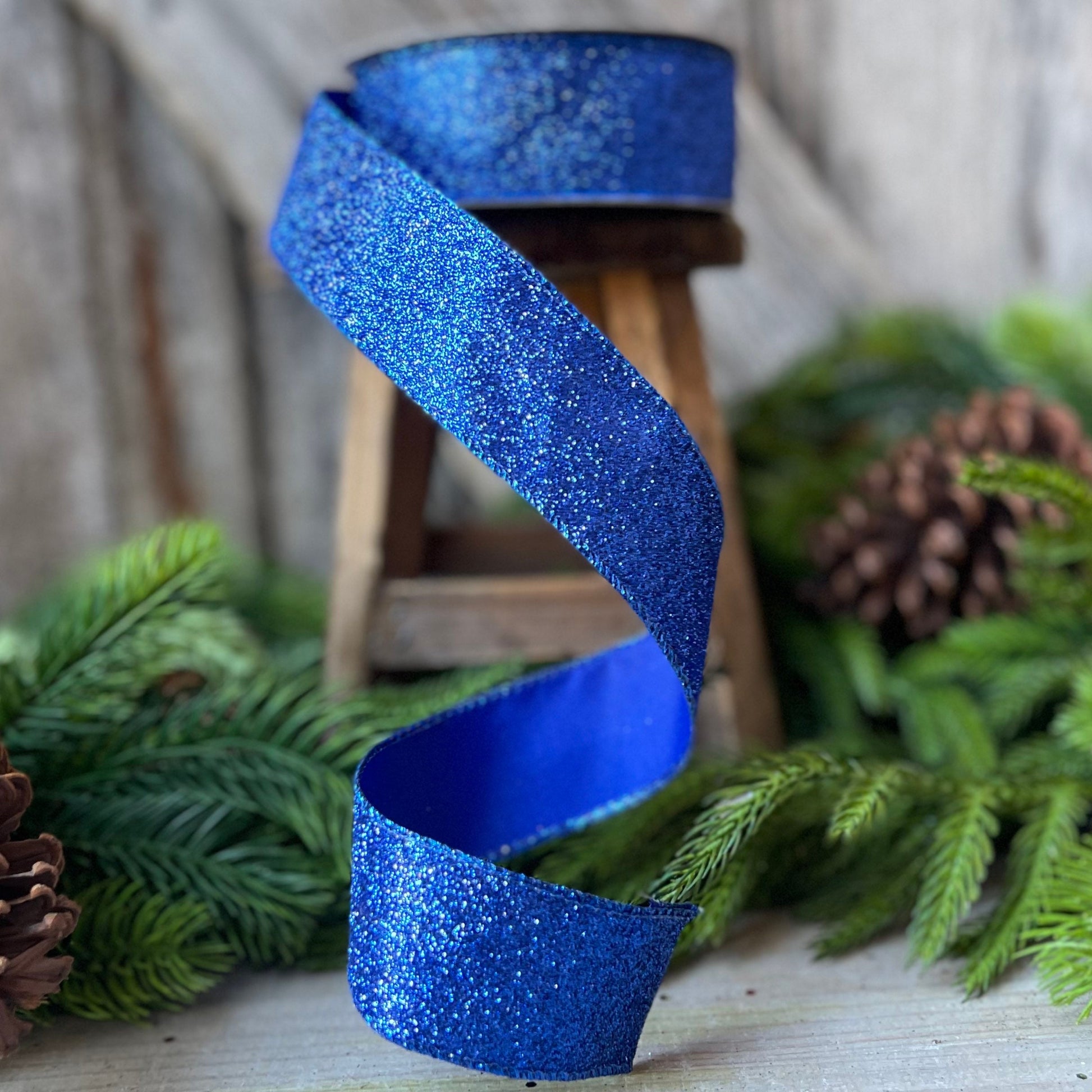 1.5" Royal Blue Diamond Dust ribbon, blue, farrisilk ribbon