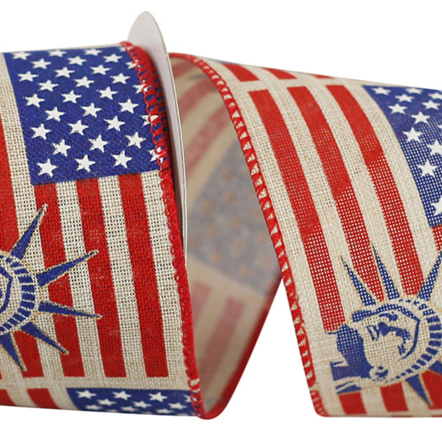 2.5" Lady Liberty Wired Ribbon, Patriotic Ribbon, 4th of July Ribbon