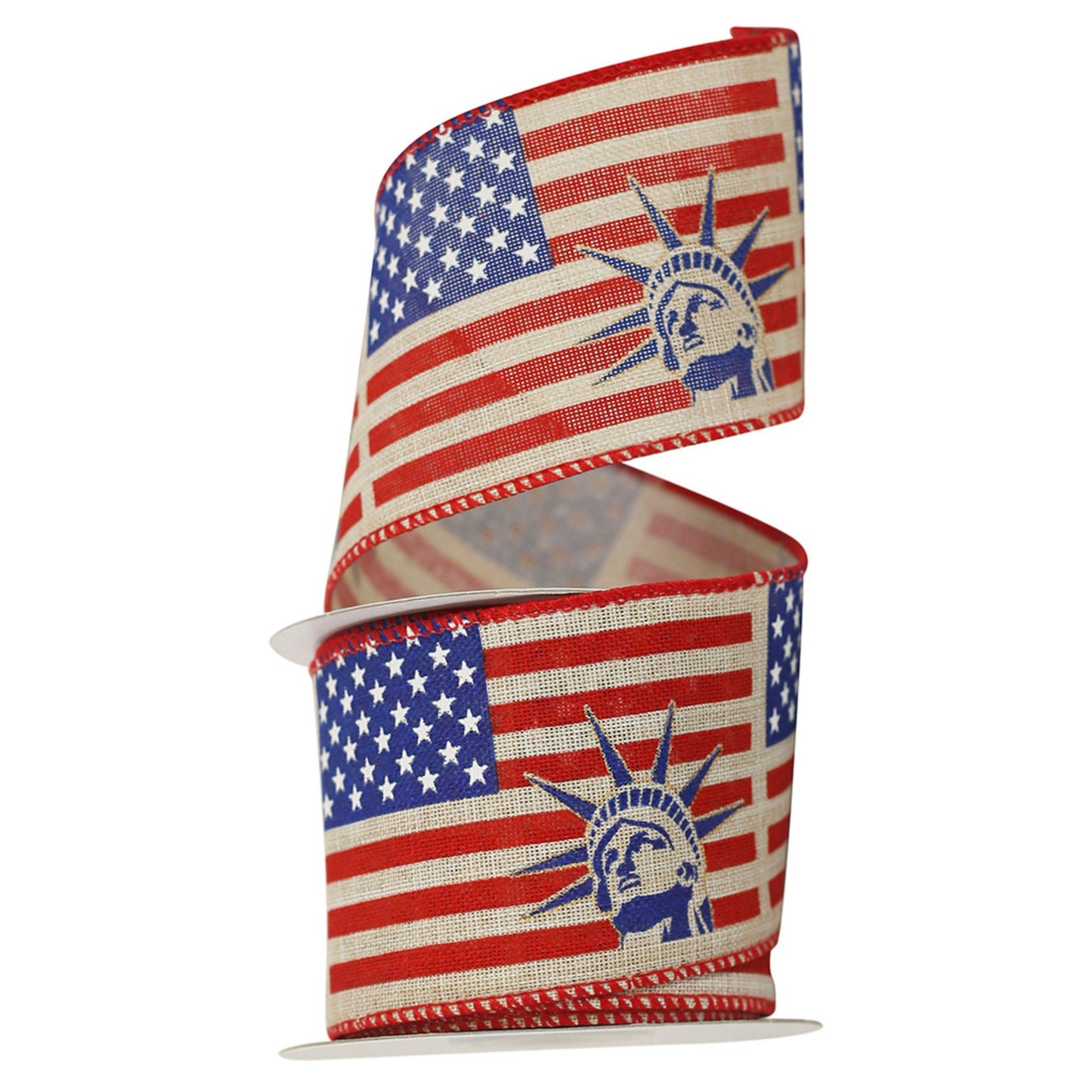 2.5" Lady Liberty Wired Ribbon, Patriotic Ribbon, 4th of July Ribbon