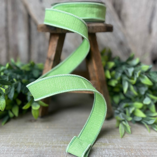 1" Mint Green Ribbon, Farrisilk Shabby Silk