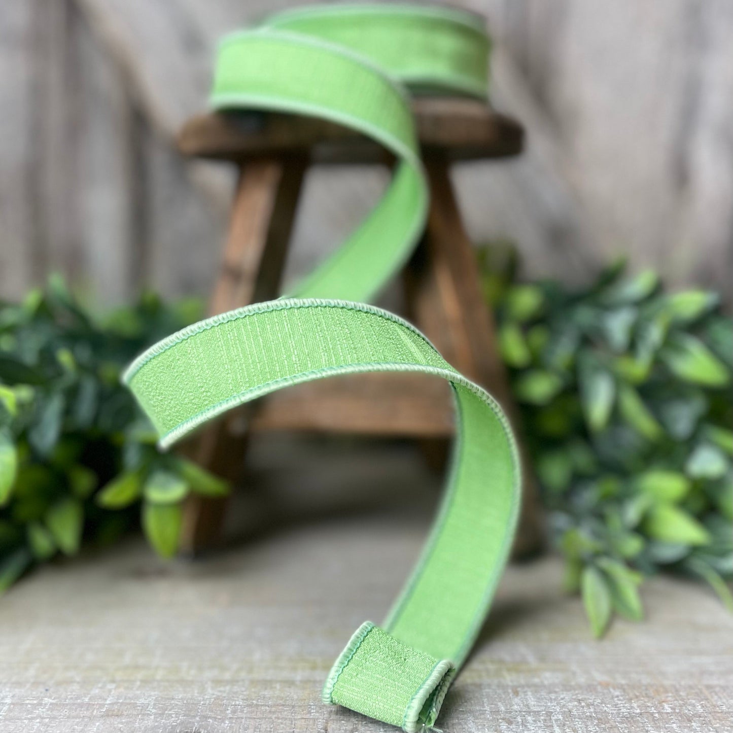 1" Mint Green Ribbon, Farrisilk Shabby Silk, 1 inch ribbon