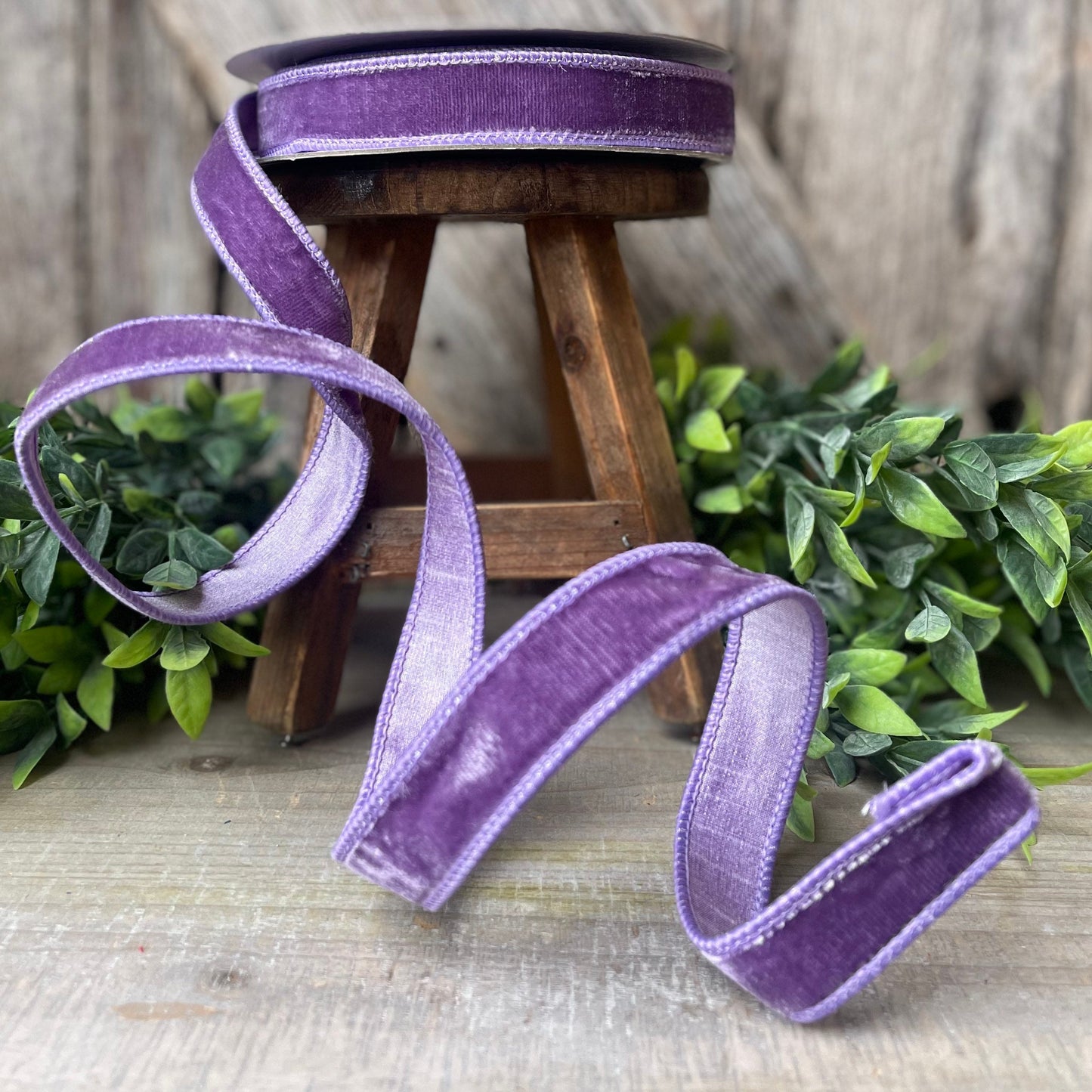 1" Violet Purple Velvet Ribbon, Farrisilk Wired Velvet Ribbon, spring Velvet Ribbon