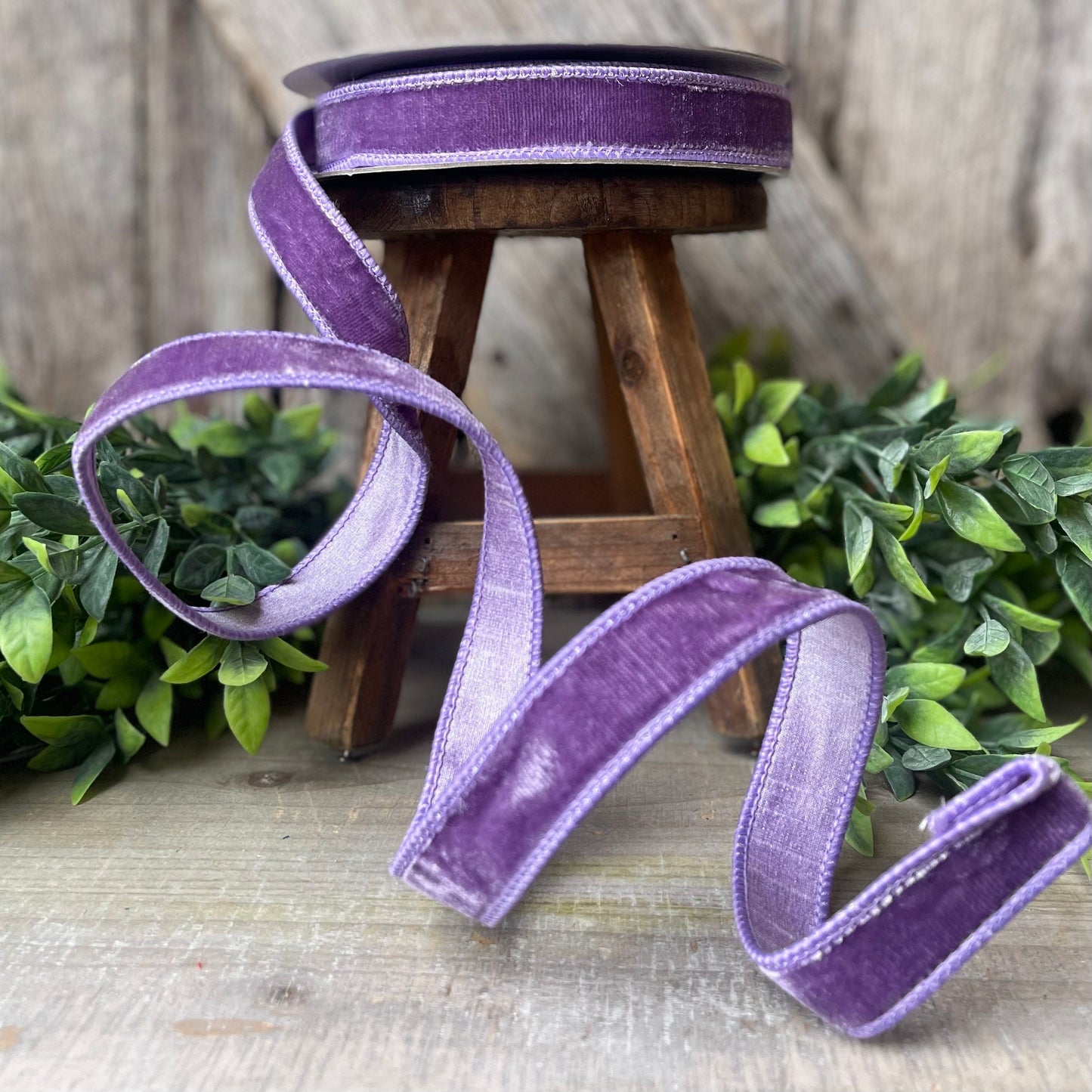 1" Violet Purple Velvet Ribbon, Farrisilk Wired Velvet Ribbon, spring Velvet Ribbon