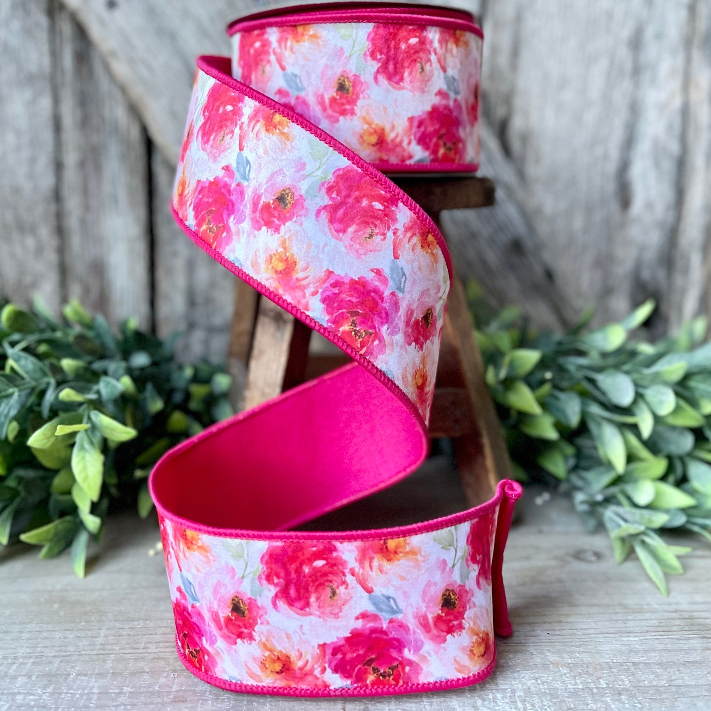 2.5" Pink Pastel Peonies Ribbon, Spring Ribbon, Pink Ribbon