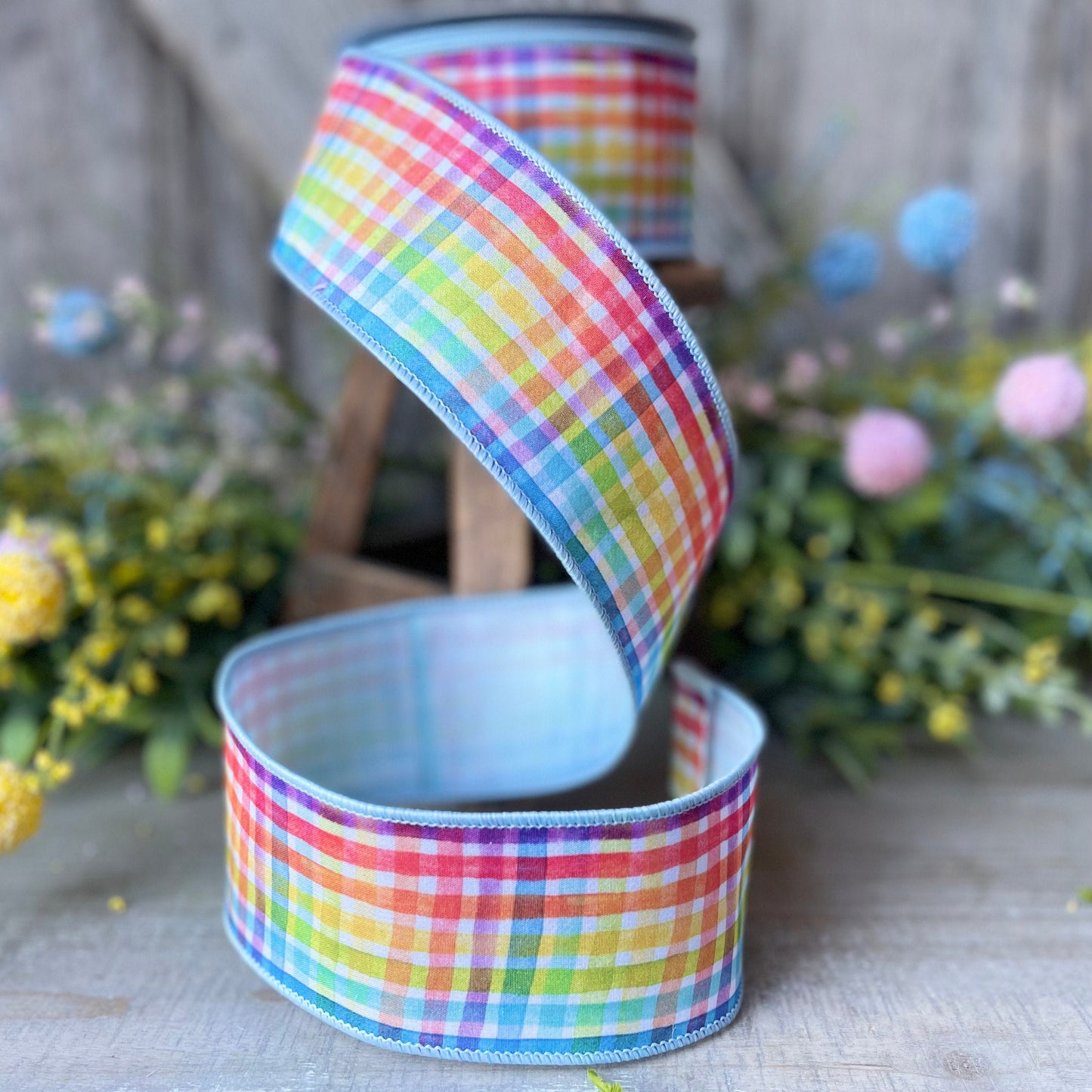 Rainbow Plaid Ribbon, spring Ribbon, Colorful Ribbon, Rainbow Decor, 2.5&quot; Ribbon, Rainbow Easter, Holiday Decor, Christmas Decor