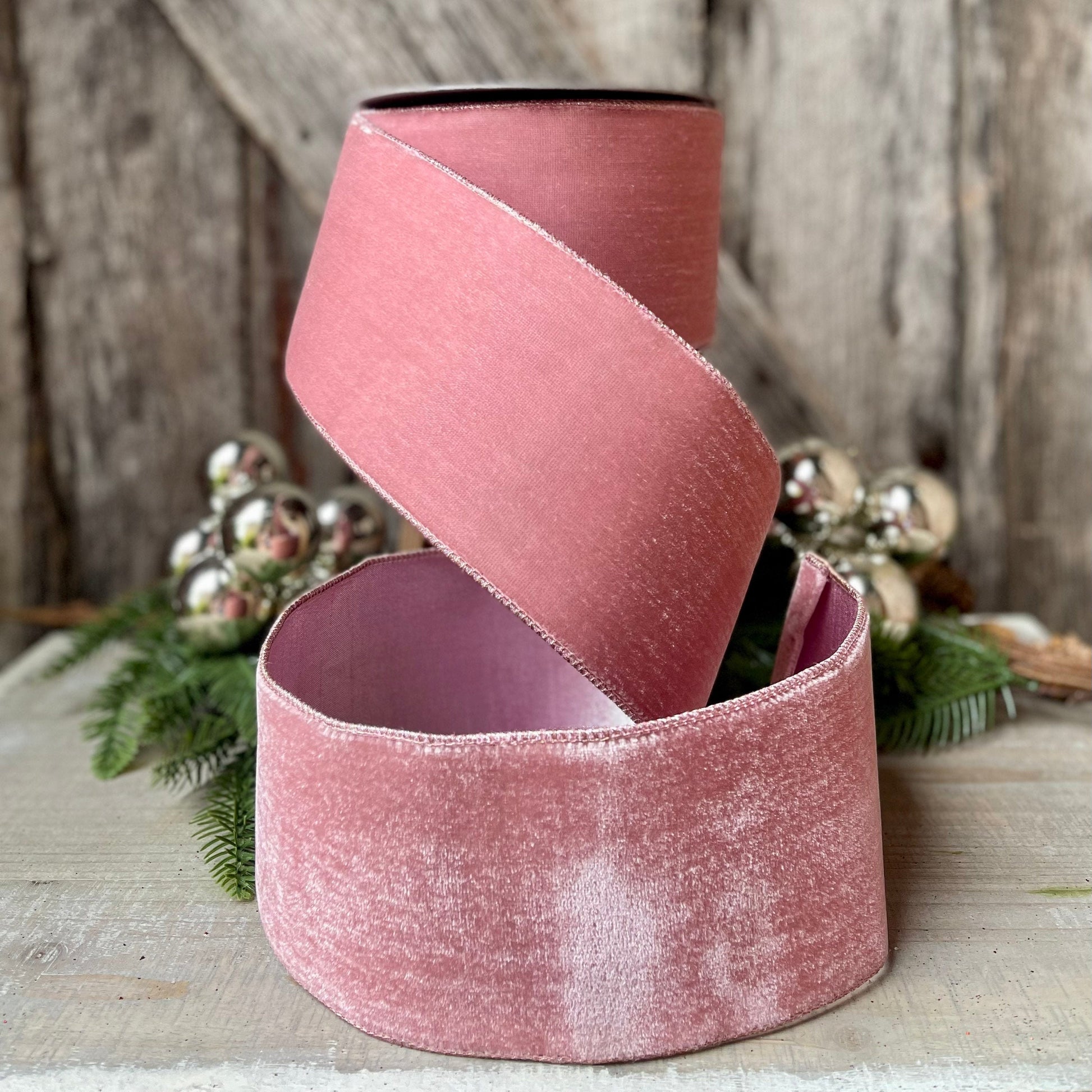 4” Pink Velvet Luster, Farrisilk ribbon, Velvet ribbon, Easter ribbon, Spring Ribbon, Ribbon, pink ribbon, Velvet ribbon, Christmas tree