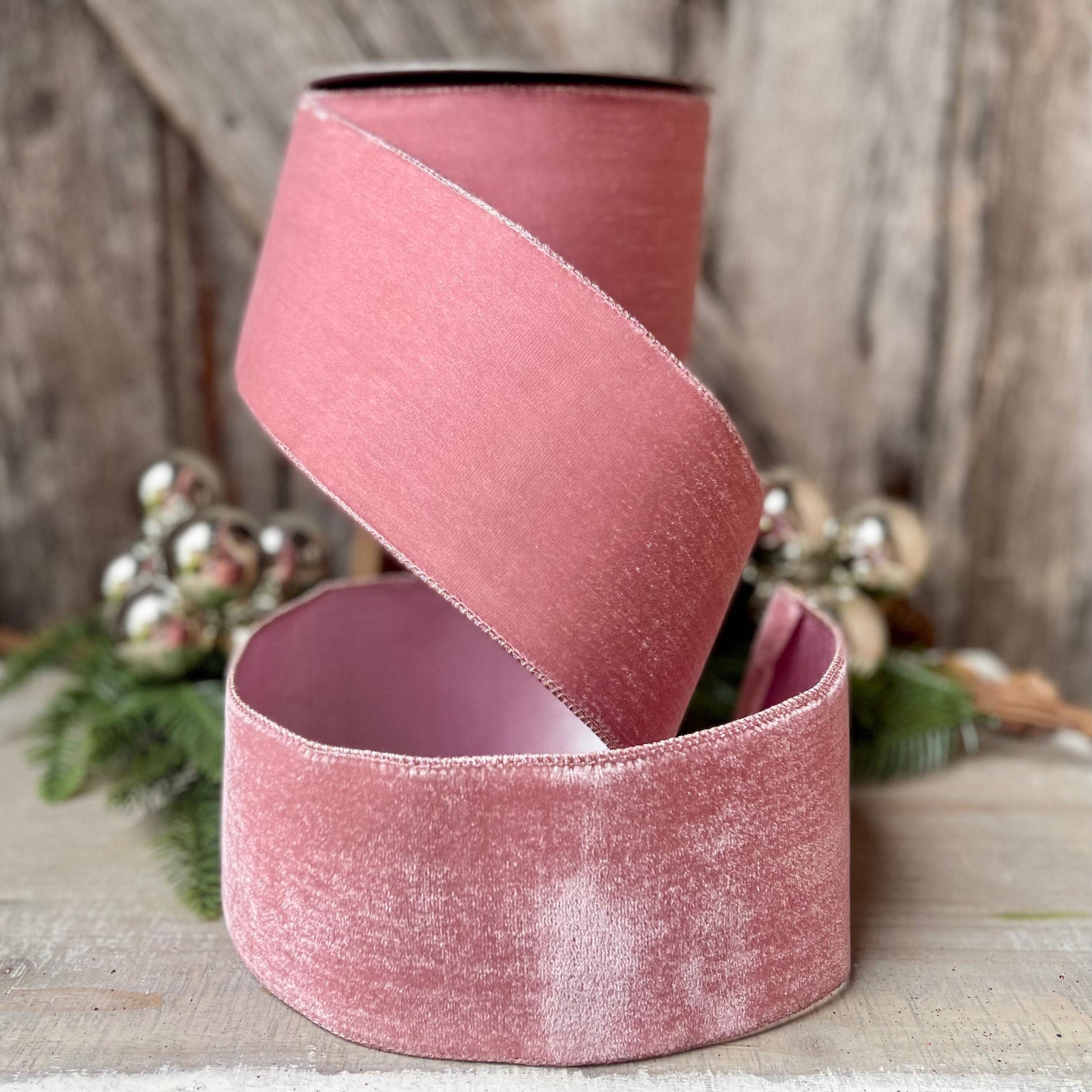 4” Pink Velvet Luster, Farrisilk ribbon, Velvet ribbon, Easter ribbon, Spring Ribbon, Ribbon, pink ribbon, Velvet ribbon, Christmas tree