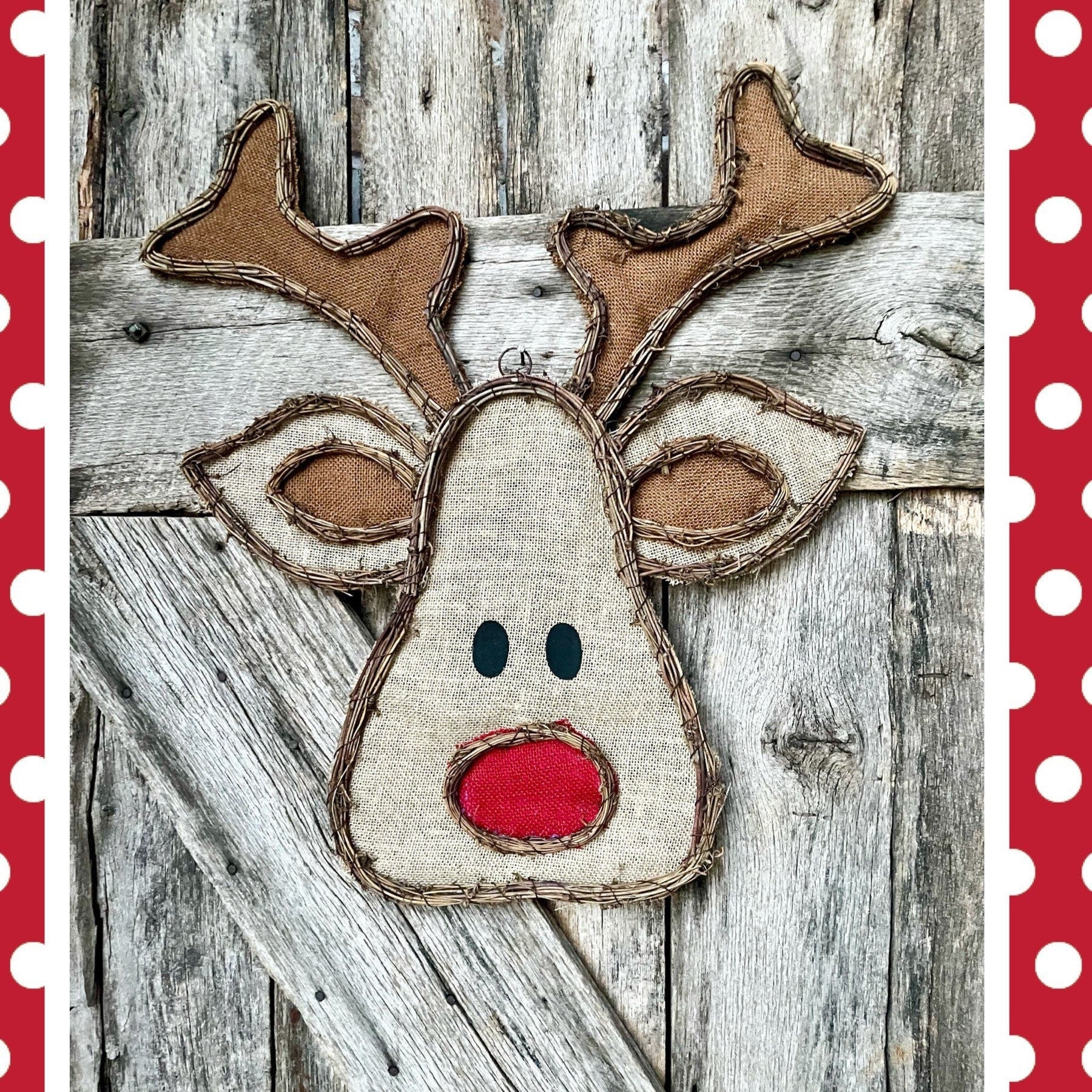 Rudolph door hanger, Christmas door hanger, Christmas front door, farmhouse Christmas