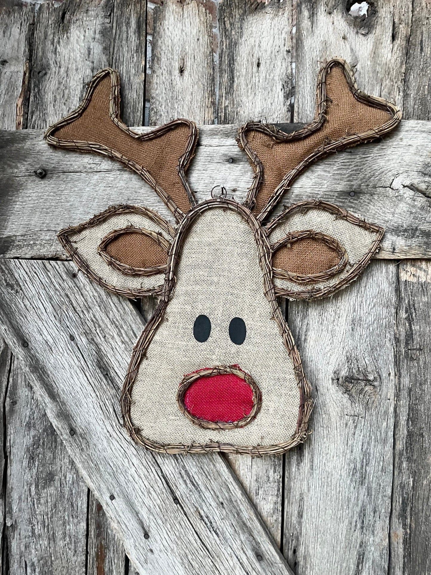 Rudolph door hanger, Christmas door hanger, Christmas front door, farmhouse Christmas