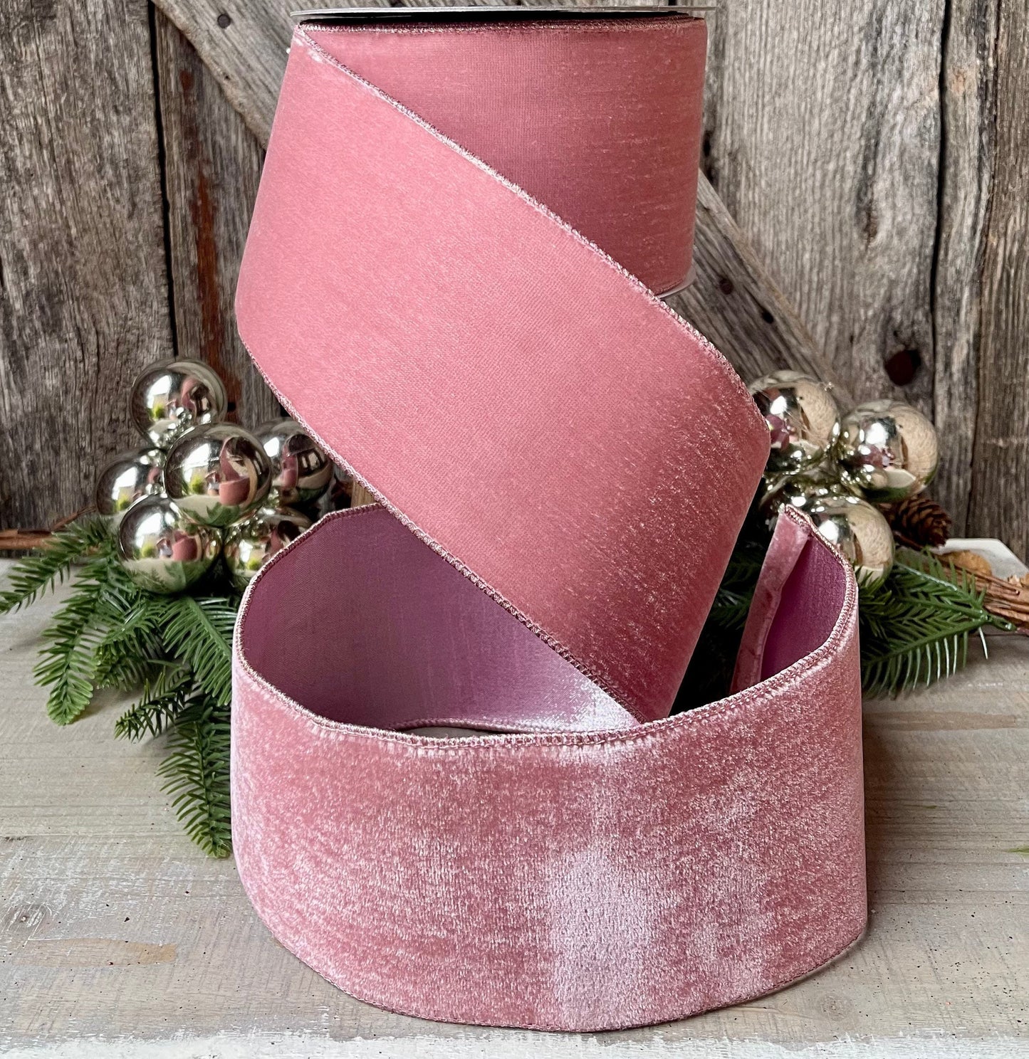 4” Pink Velvet Luster, Farrisilk ribbon, Velvet ribbon, Easter ribbon, Spring Ribbon, Ribbon, pink ribbon, Velvet ribbon, Christmas tree