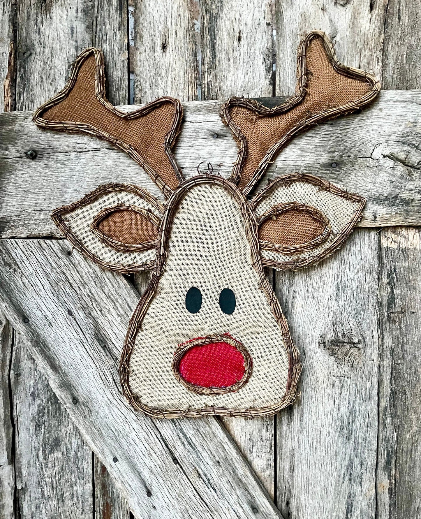 Rudolph door hanger, Christmas door hanger, Christmas front door, farmhouse Christmas