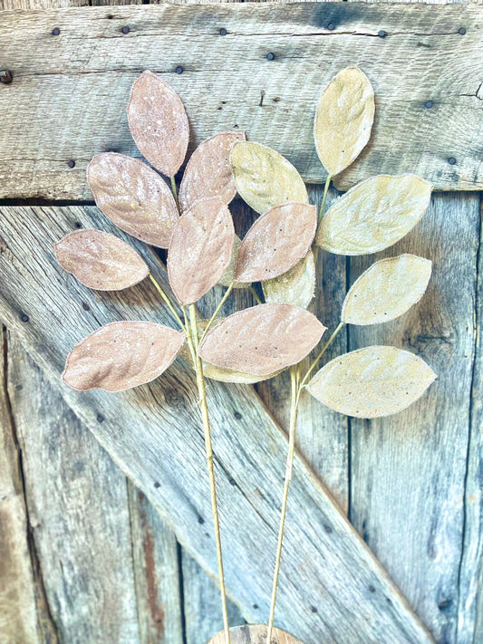 28&quot; Rose Gold or Champagne Beaded Sequin Leaf Spray, Rose Gold Christmas Spray, Christmas Pick, Glitz Christmas Spray, Christmas Tree Stems