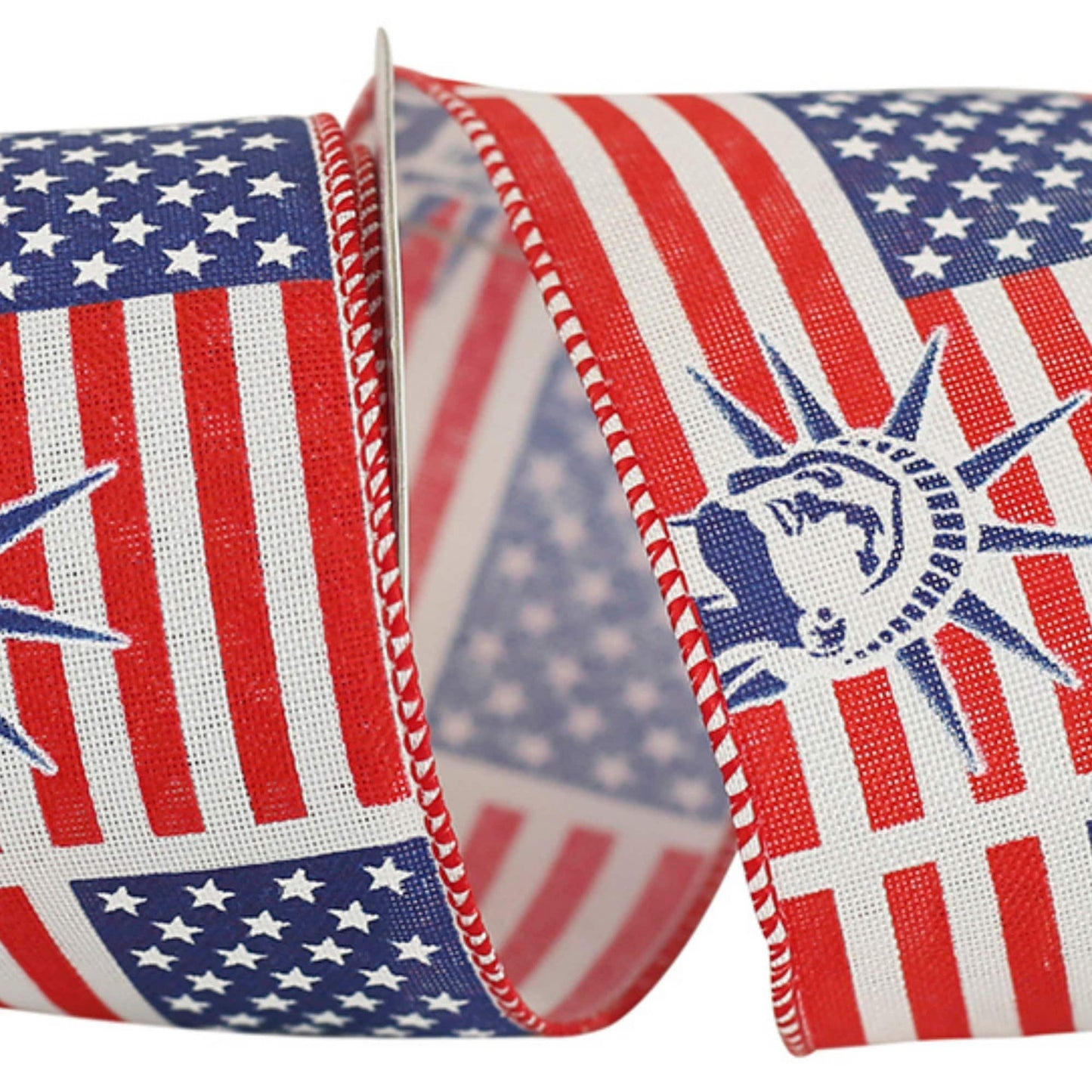 2.5&quot; Lady Liberty Wired Ribbon, Patriotic Ribbon, 4th of July Ribbon, Red white and blue ribbon, Patriotic Decor, Ribbon for Bows