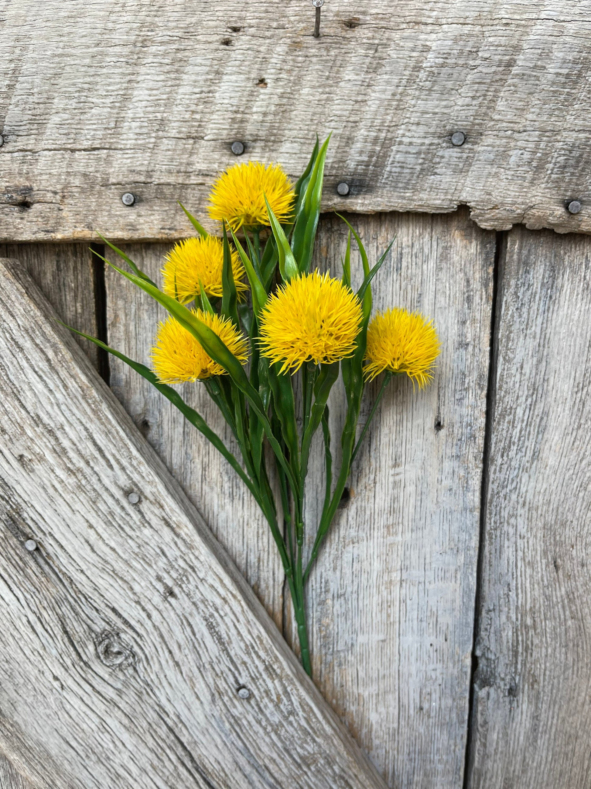 15" Yellow Pom Pom Bush, yellow floral bush, yellow filler bush