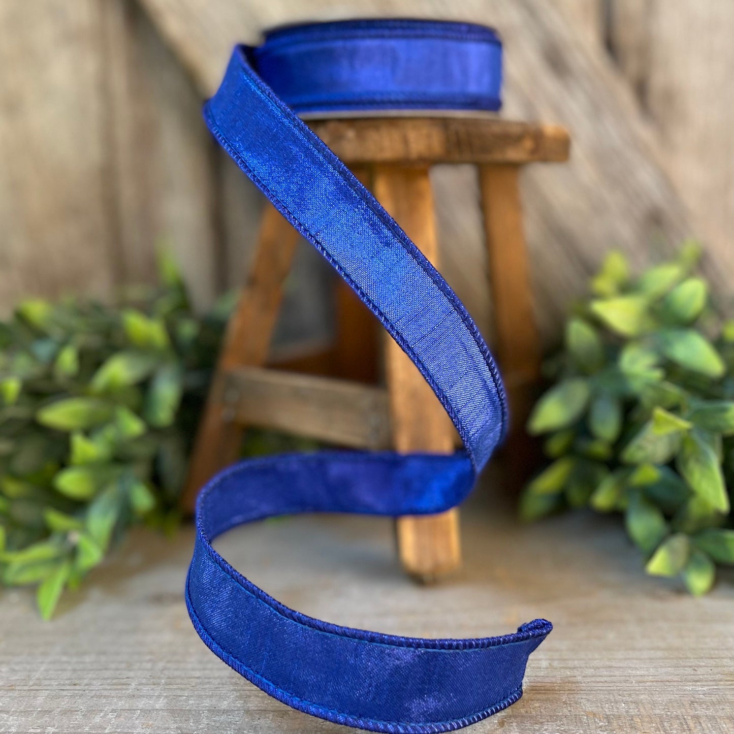 1" Royal Blue Luster Ribbon, wired Ribbon