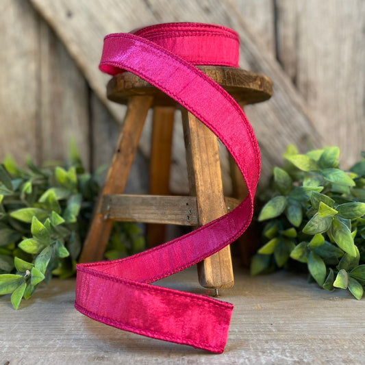 1" Hot Pink Luster Ribbon, wired Ribbon