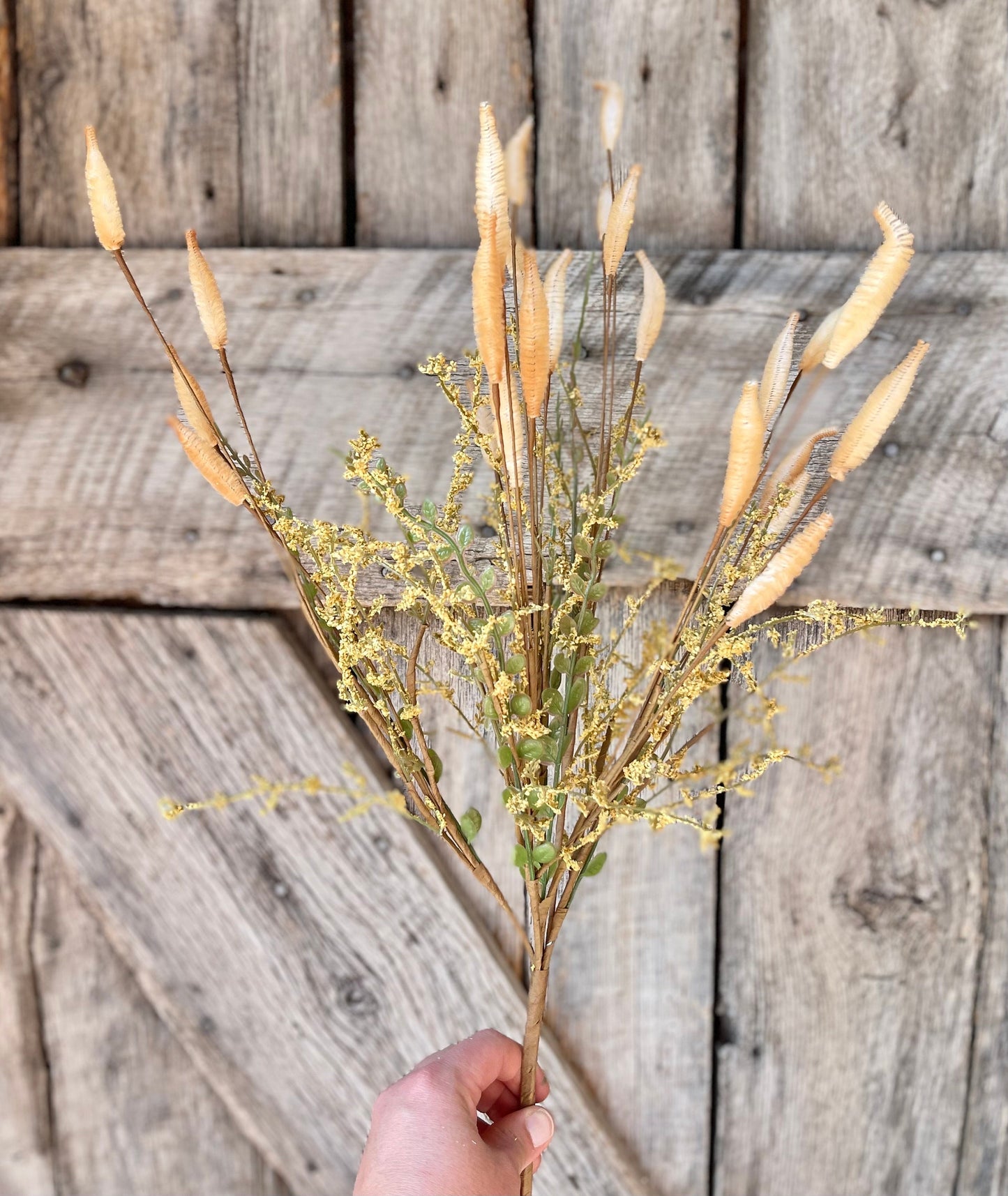 21 inch SALIX MIXED BUSH, Cream Autumn Bush