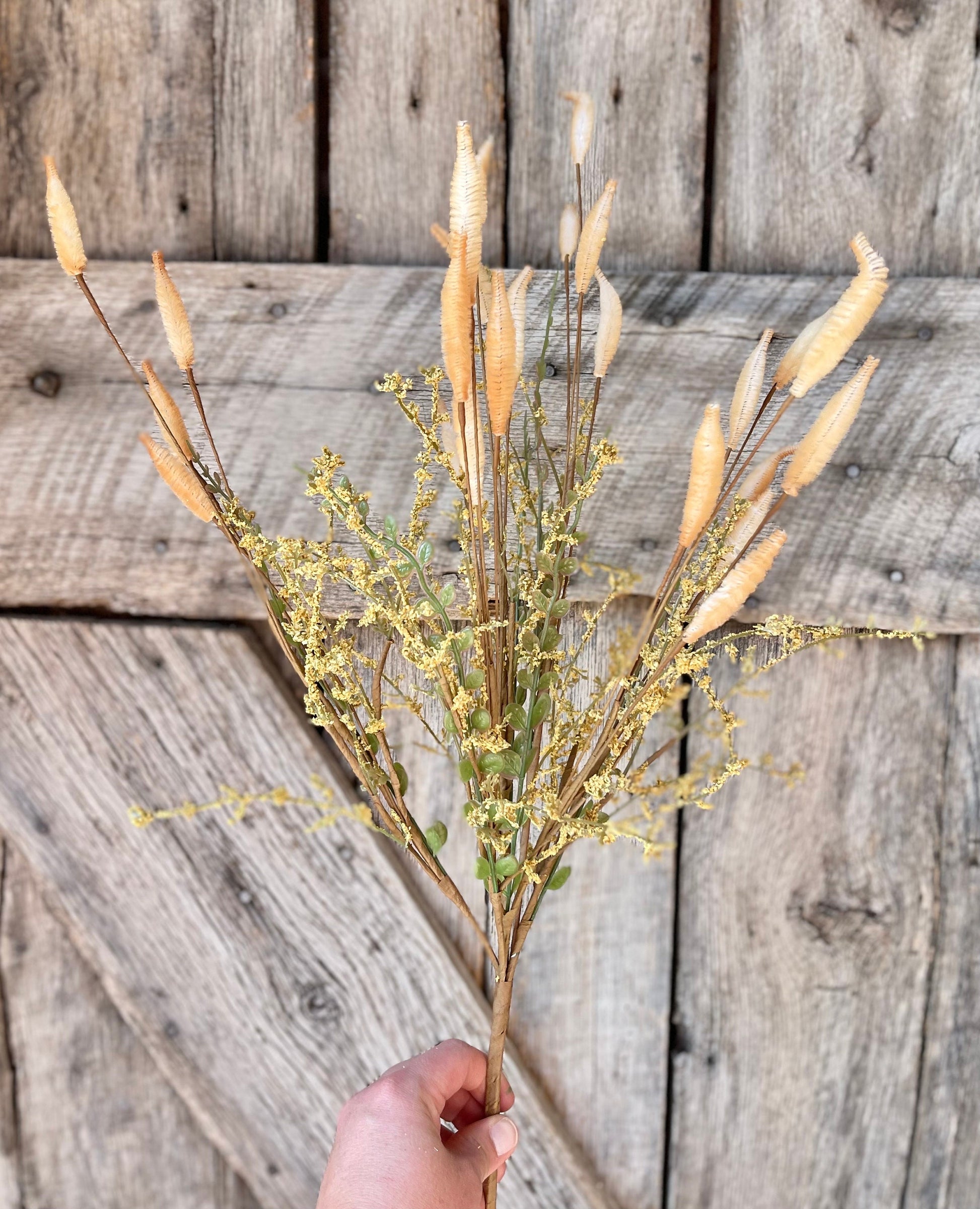 21 inch SALIX MIXED BUSH, Cream Autumn Bush