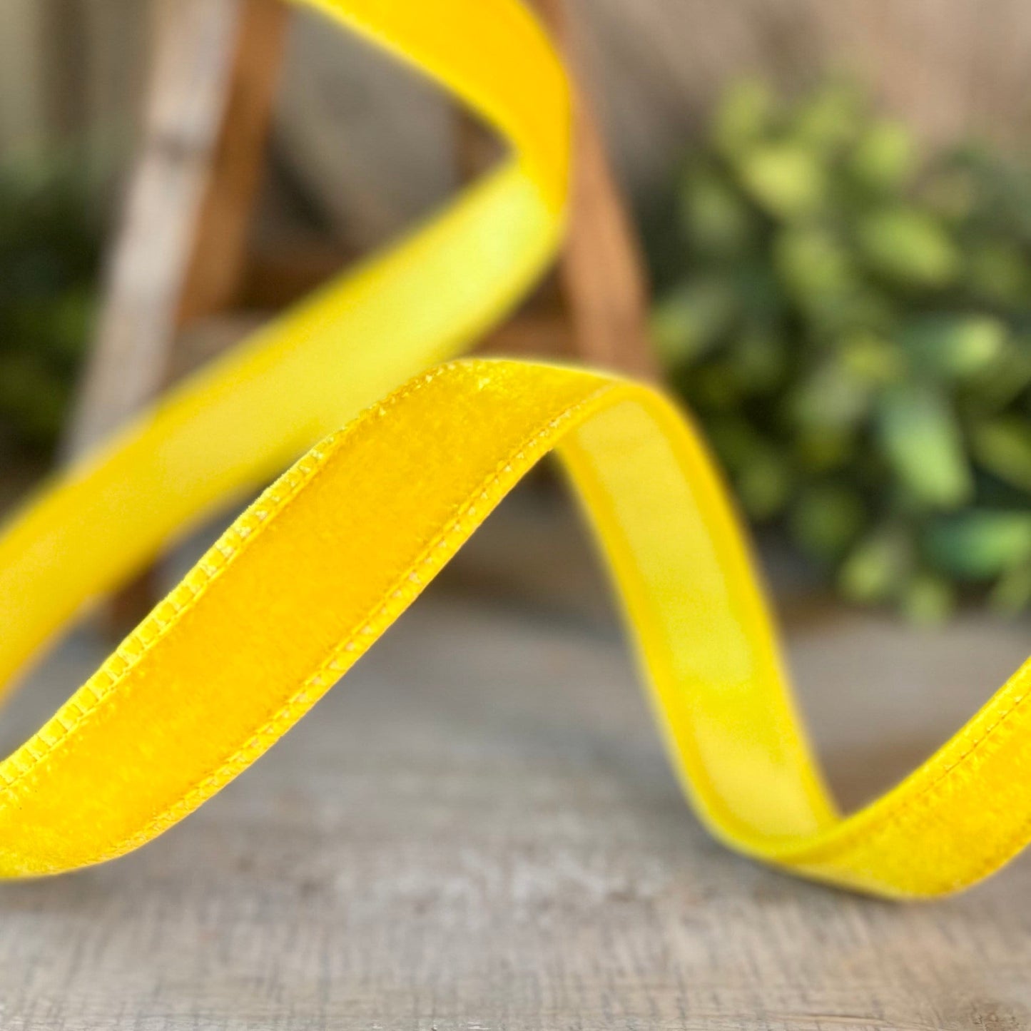 1" yellow Velvet Luster Wired Ribbon, Farrisilk Ribbon