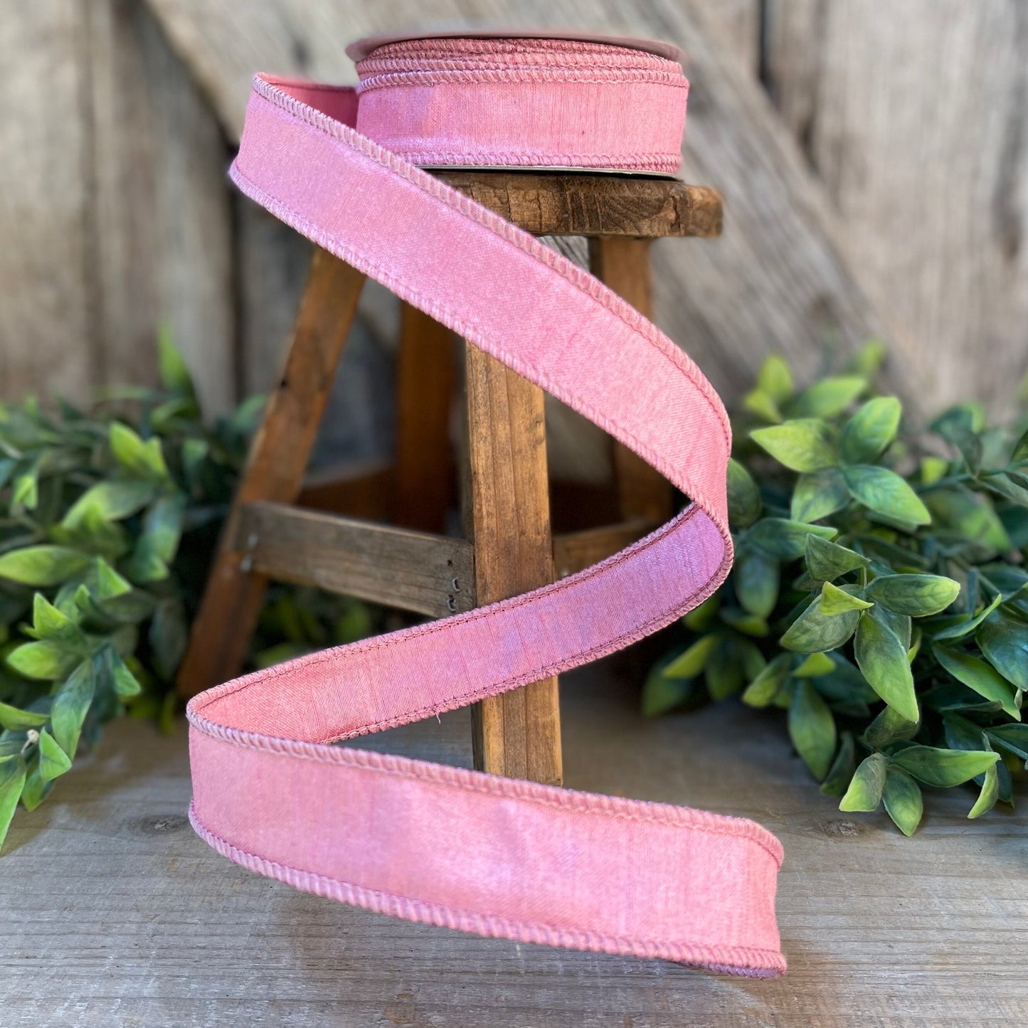 1" Pink Luster Ribbon, wired Ribbon