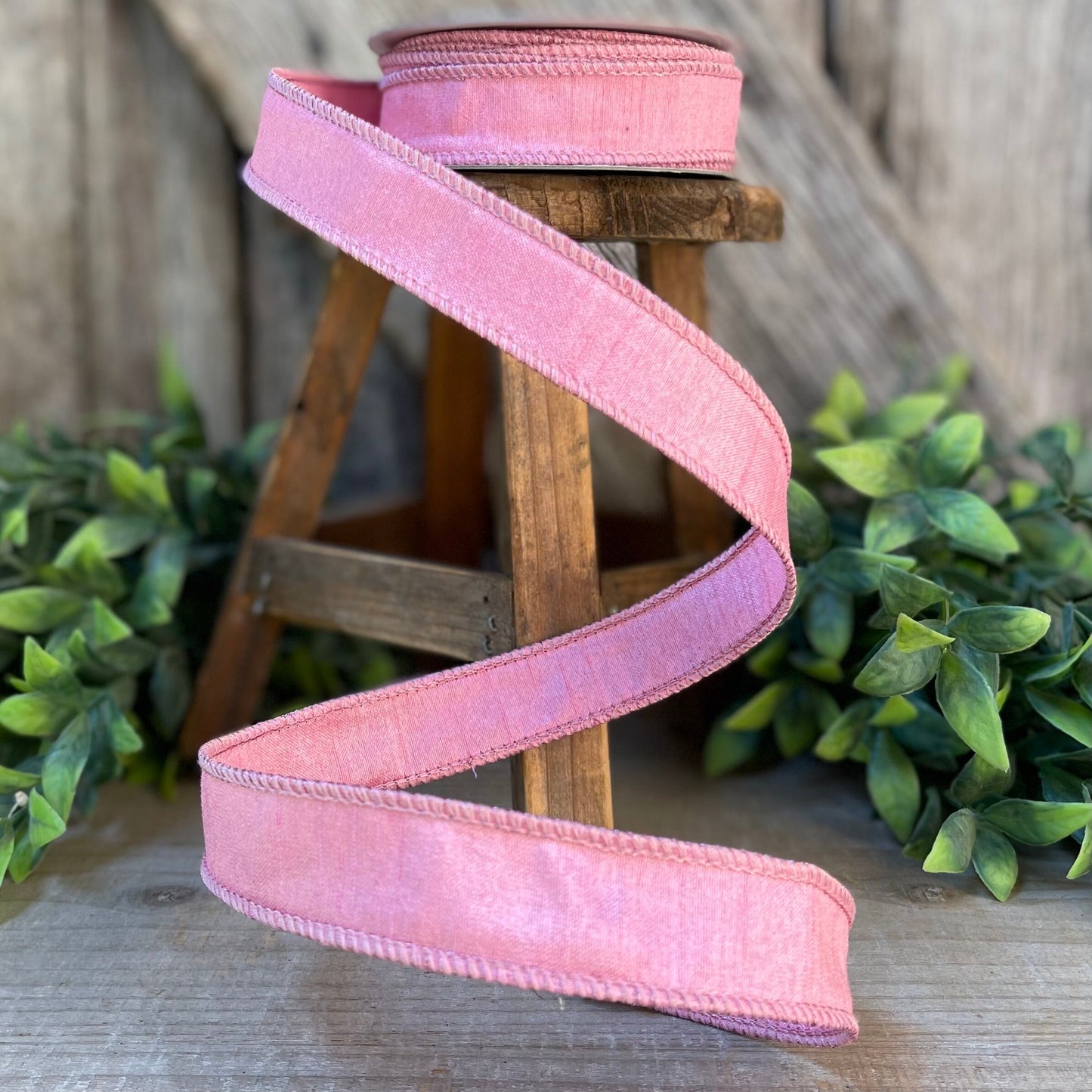 1" Pink Luster Ribbon, wired Ribbon