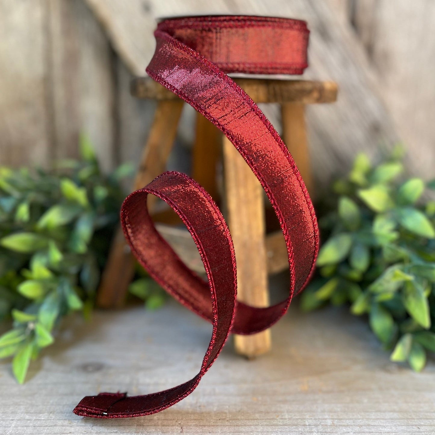 1" Ruby Luster Ribbon, wired Ribbon, Farrisilk Luster