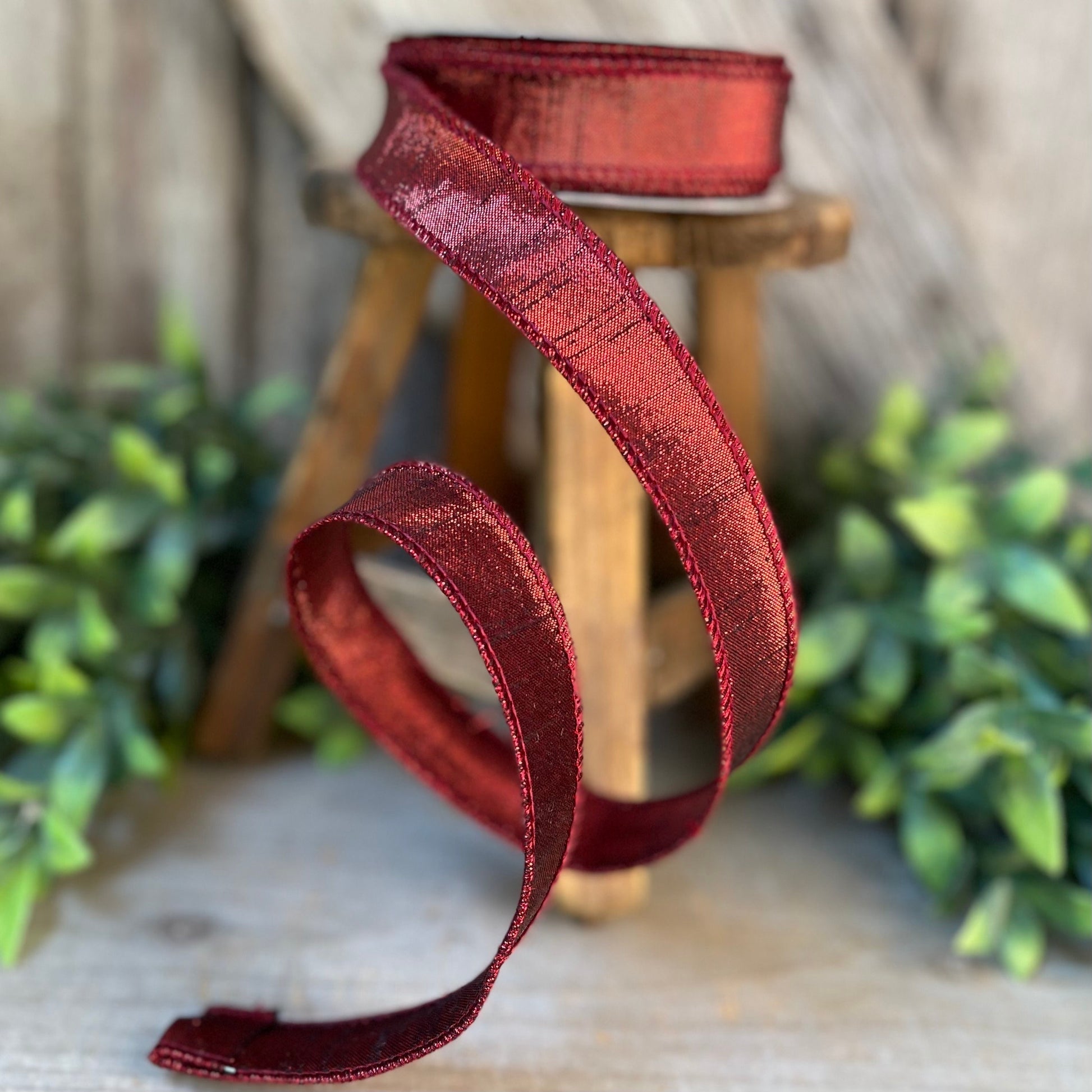 1" Ruby Luster Ribbon, wired Ribbon, Farrisilk Luster