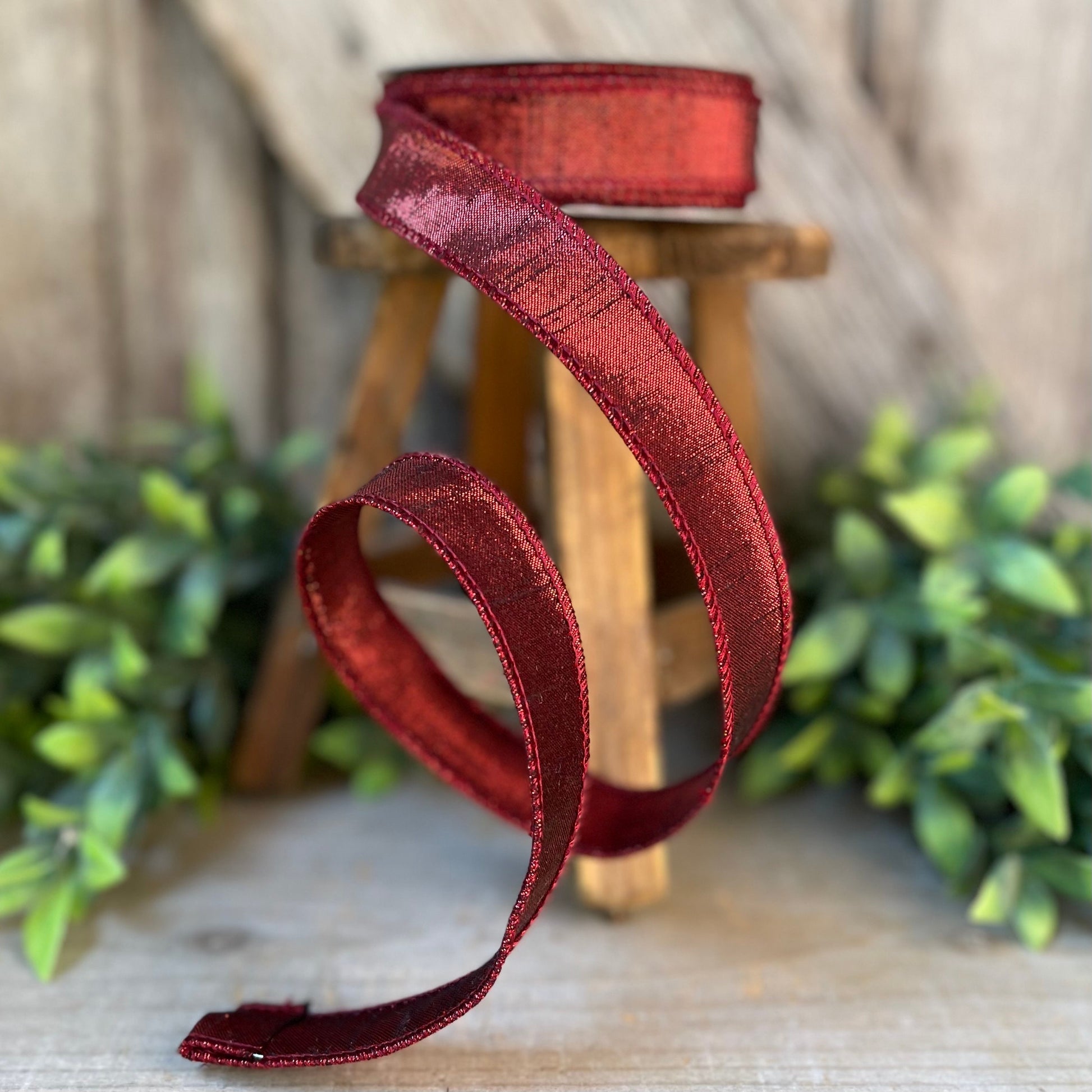 1" Ruby Luster Ribbon, wired Ribbon, Farrisilk Luster