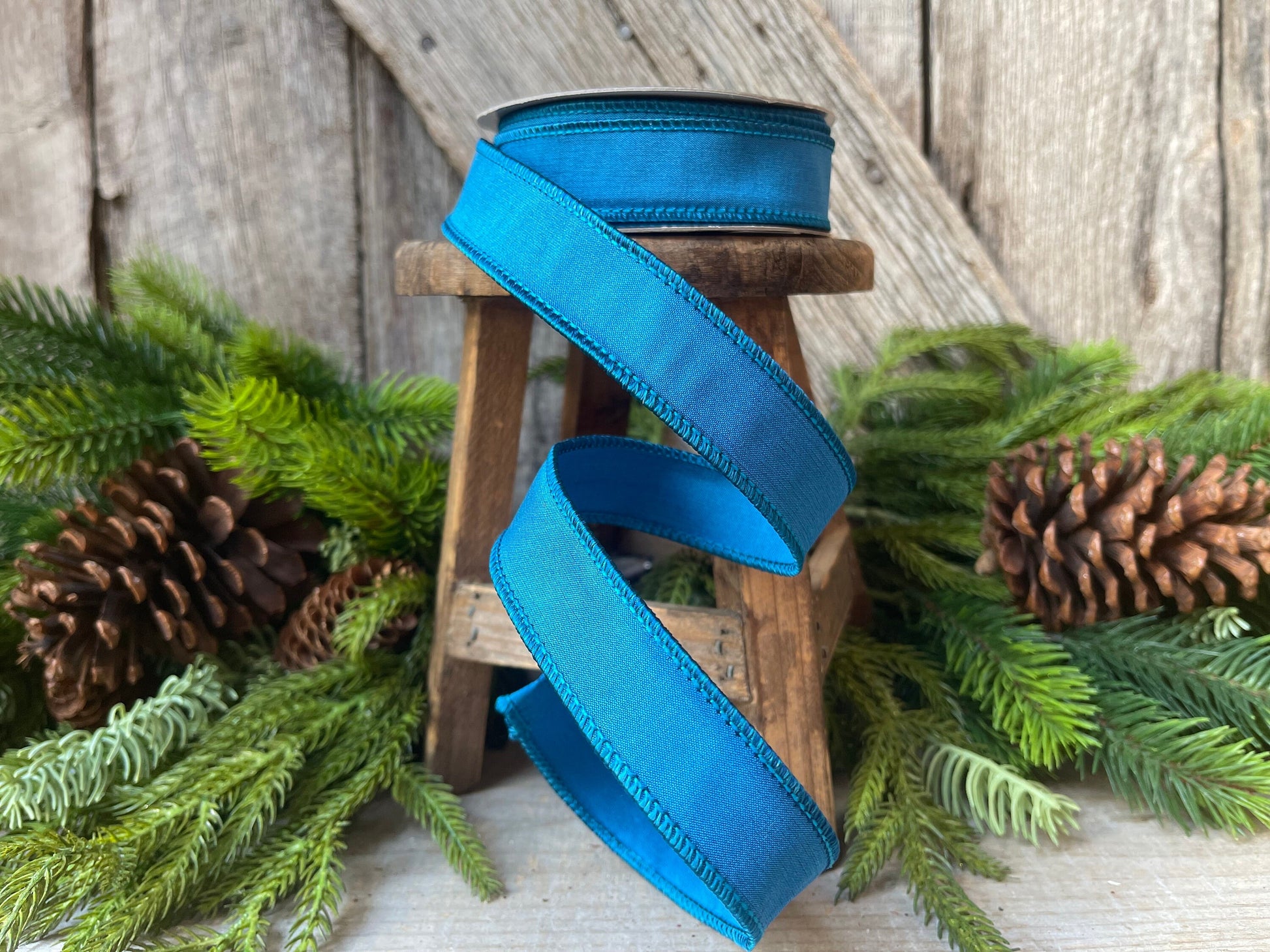 1" Turquoise Teal Taffeta, Farrislk ribbon