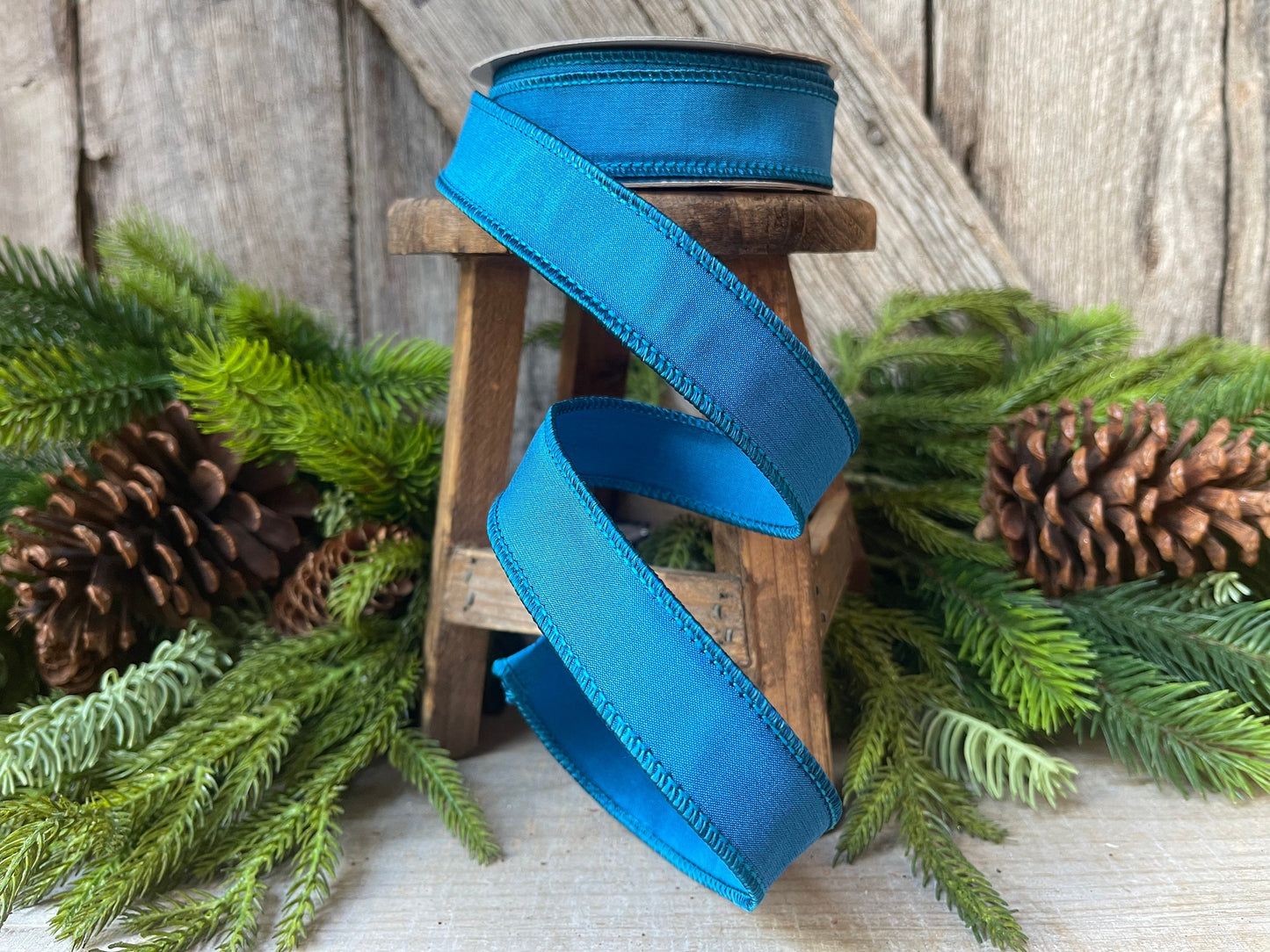 1" Turquoise Teal Taffeta, Farrislk ribbon, 1 inch Turquoise Blue Ribbon