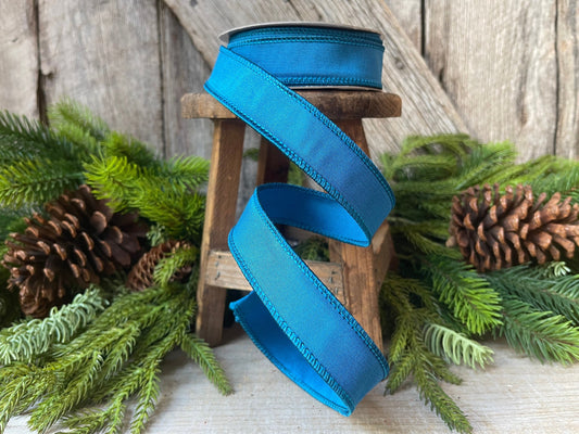 1" Turquoise Teal Taffeta, Farrislk ribbon, 1 inch Turquoise Blue Ribbon