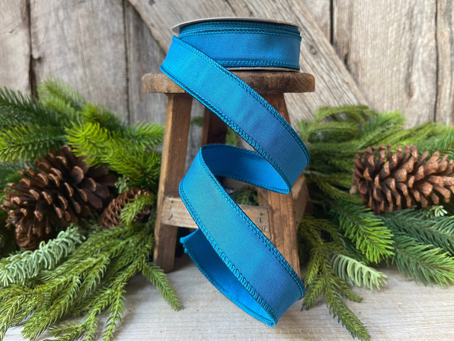 1" Turquoise Teal Taffeta, Farrislk ribbon