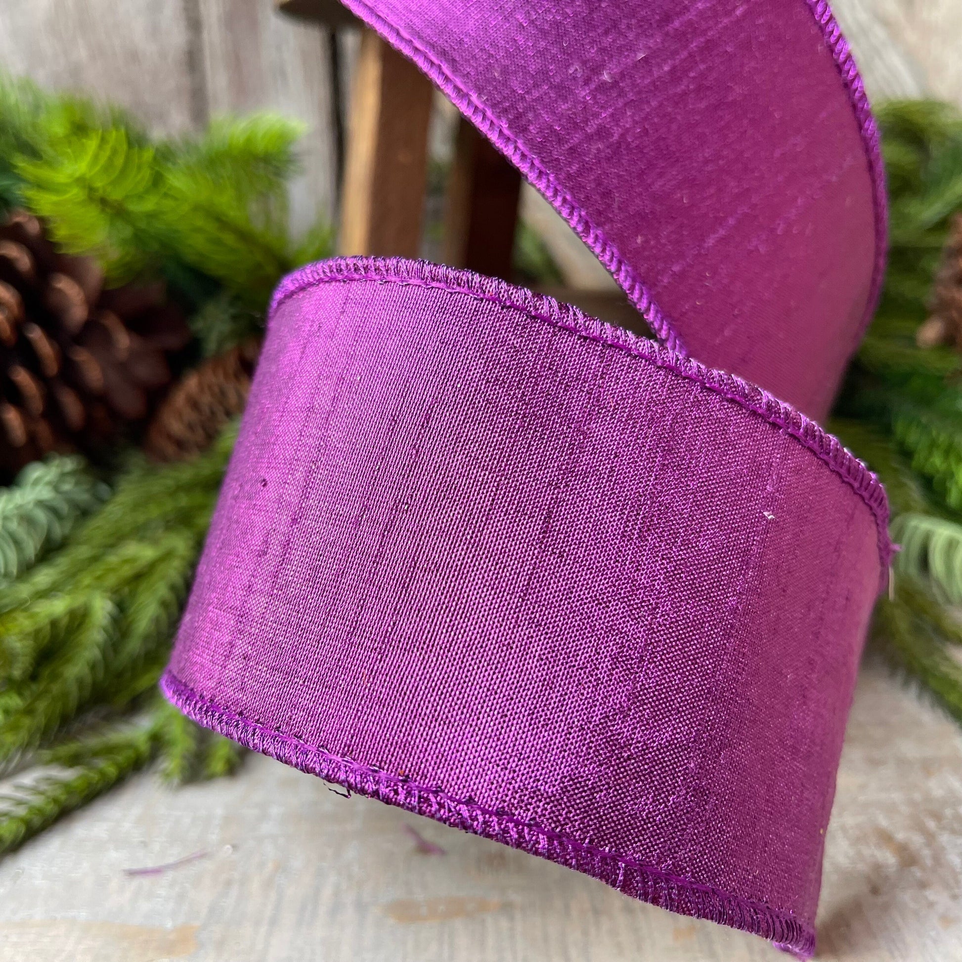 2.5" Purple Lavender Luster Ribbon, Farrisilk Purple Luster Ribbon, Christmas Ribbon