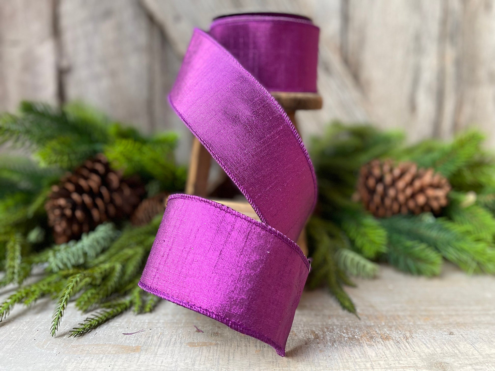 2.5" Purple Lavender Luster Ribbon, Farrisilk Purple Luster Ribbon, Christmas Ribbon