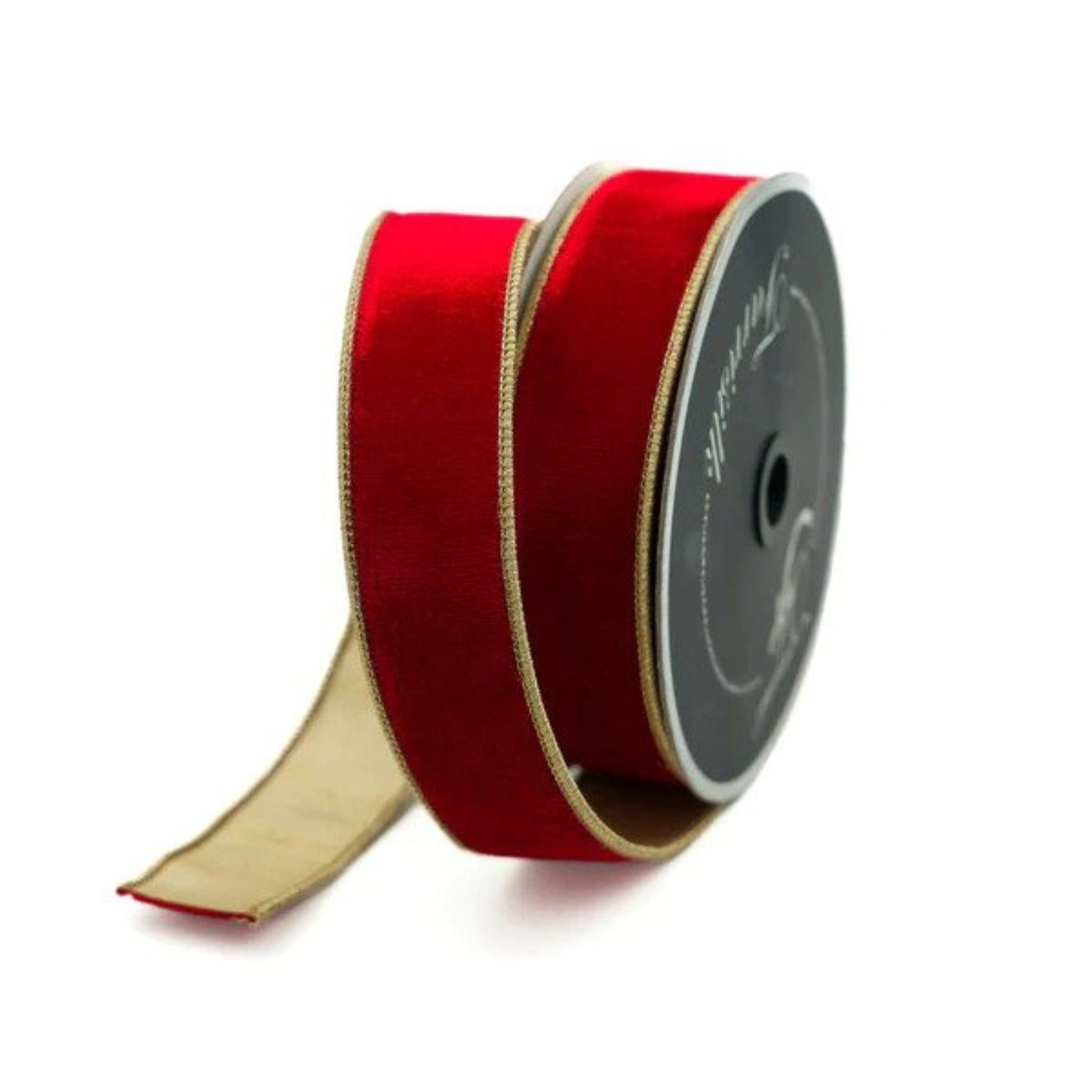 1.5" Red Flashy Velvet, Farrisilk Ribbon, Wired Ribbon