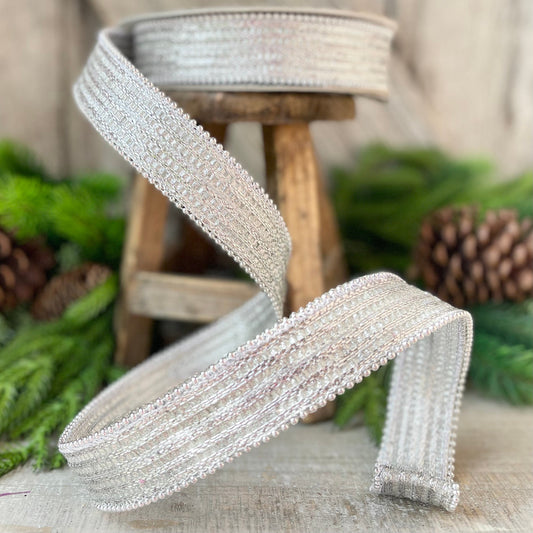 1" Silver Metallic Ribbon, Farrisilk Ribbon