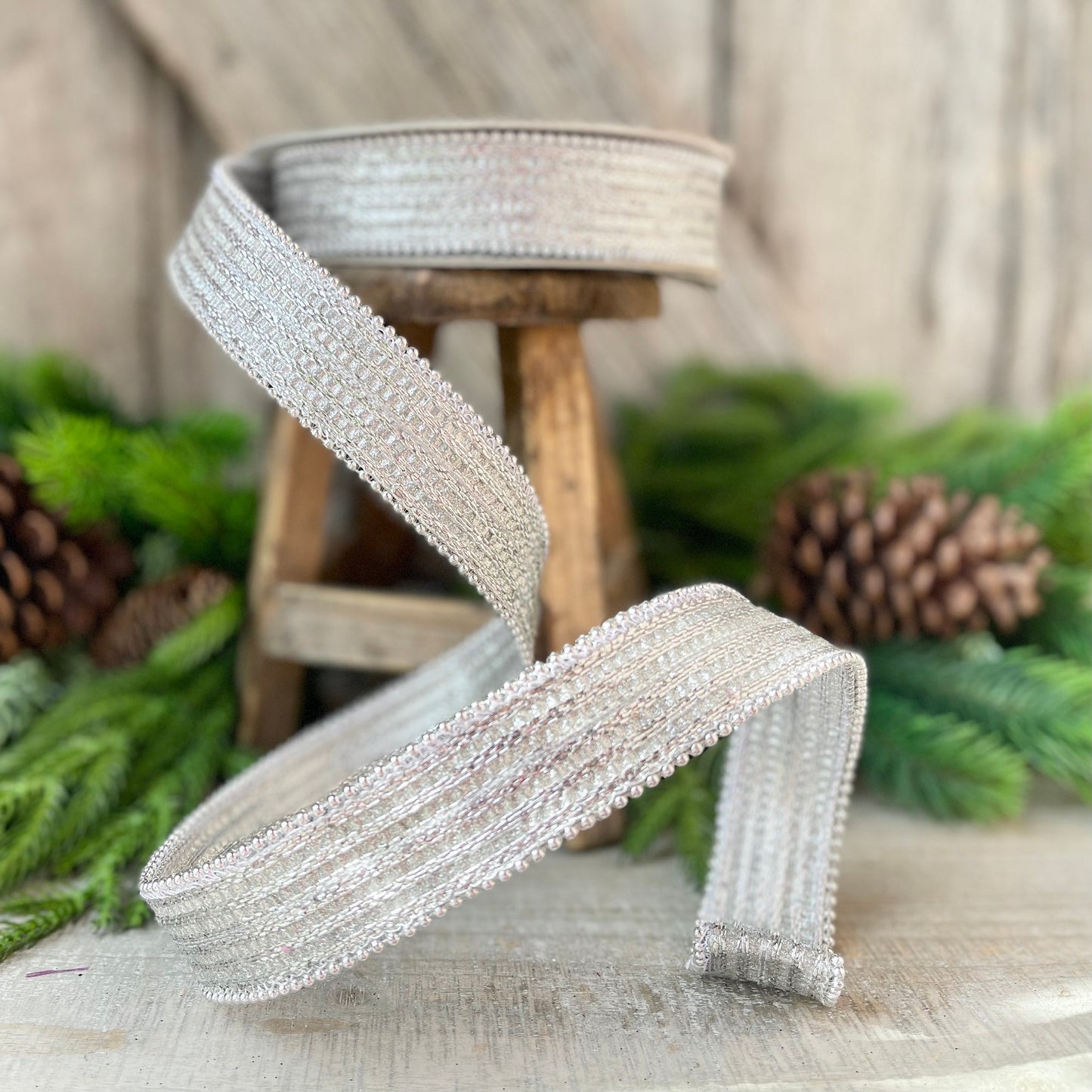 1" Silver Metallic Ribbon, Farrisilk Ribbon