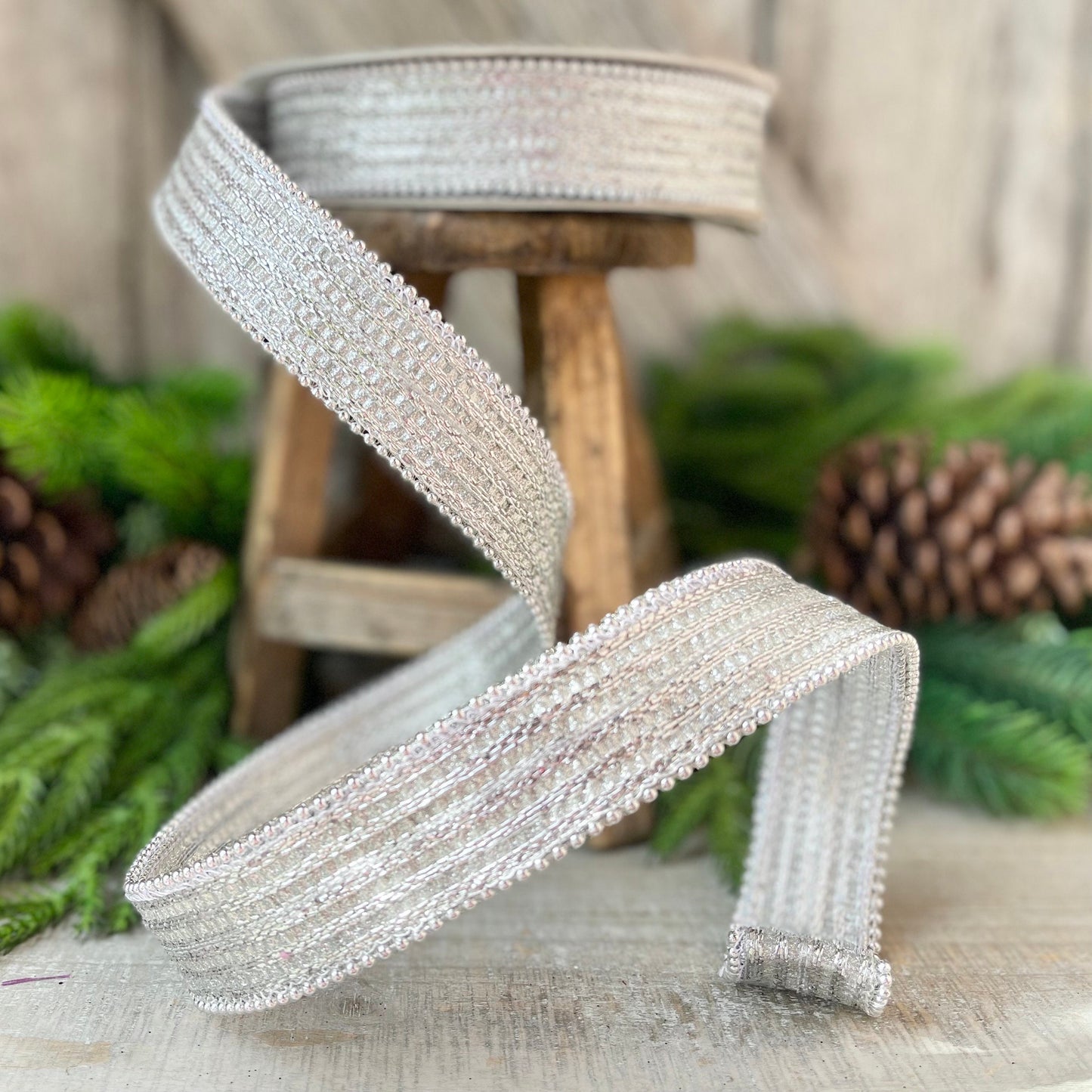 1" Silver Metallic Ribbon, Farrisilk Ribbon