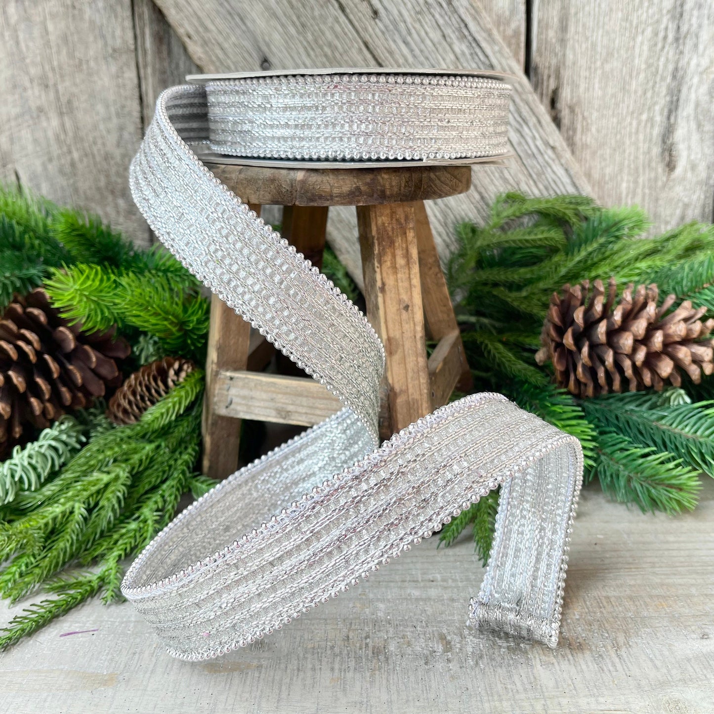 1" Silver Metallic Ribbon, Farrisilk Ribbon