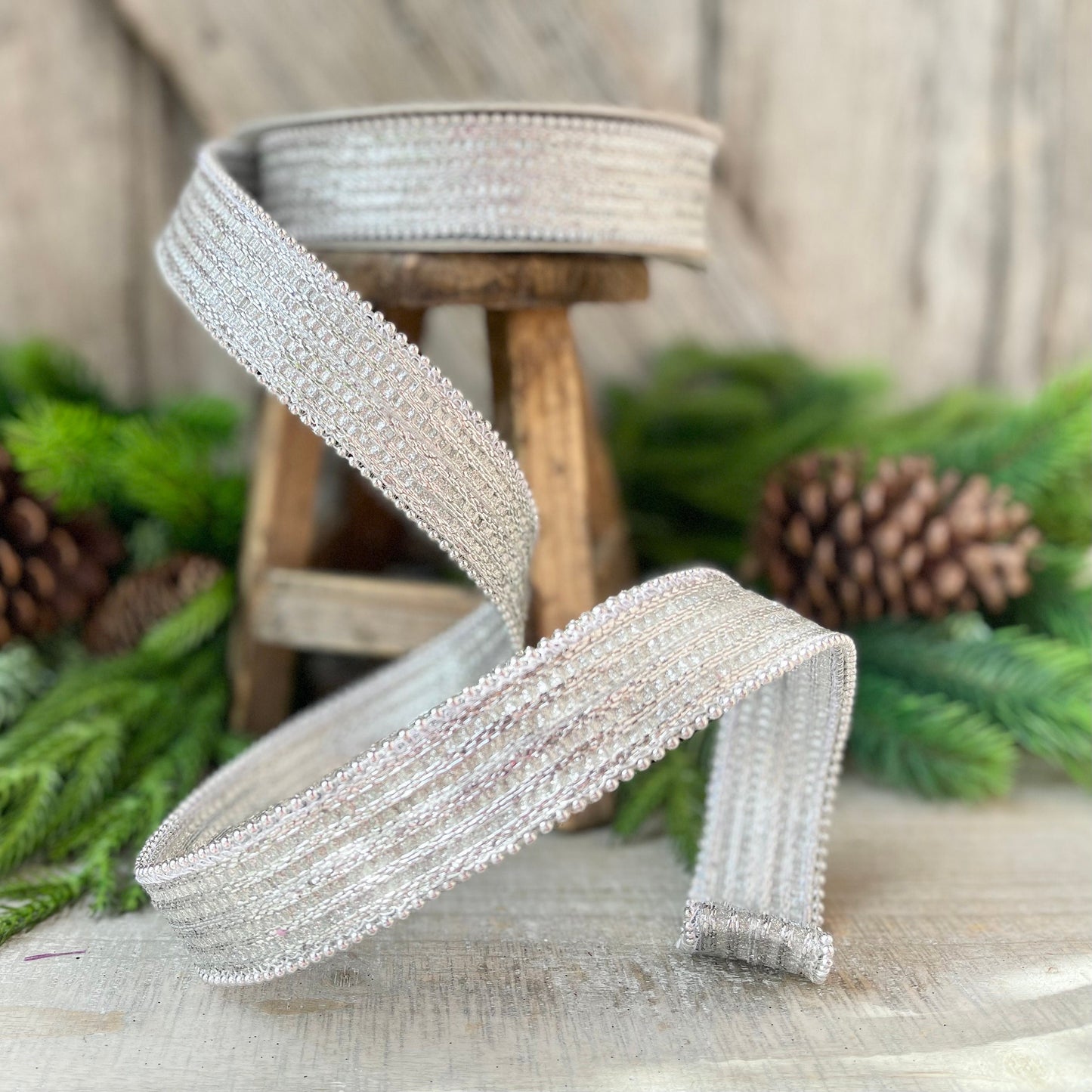 1" Silver Metallic Ribbon, Farrisilk Ribbon