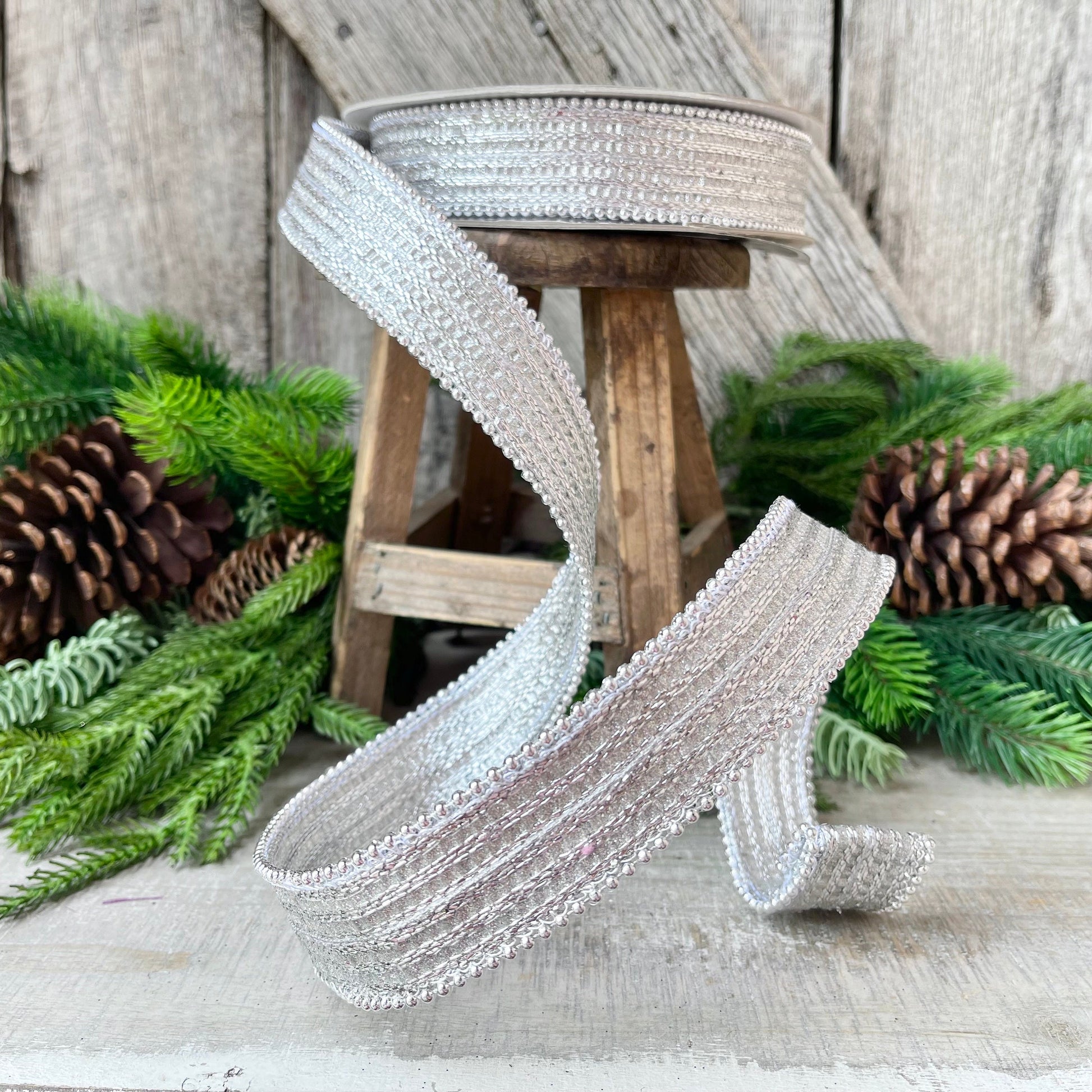 1" Silver Metallic Ribbon, Farrisilk Ribbon