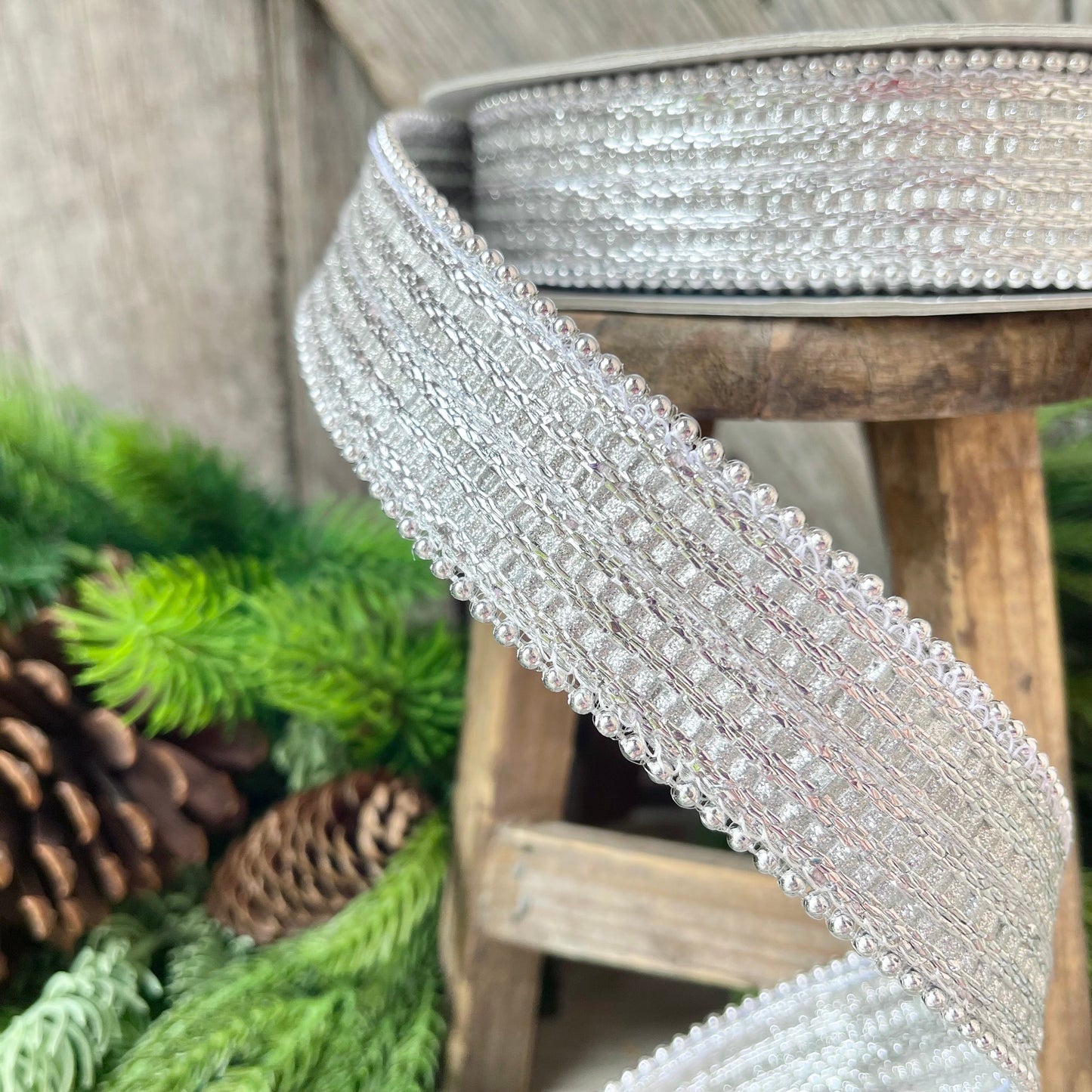 1" Silver Metallic Ribbon, Farrisilk Ribbon